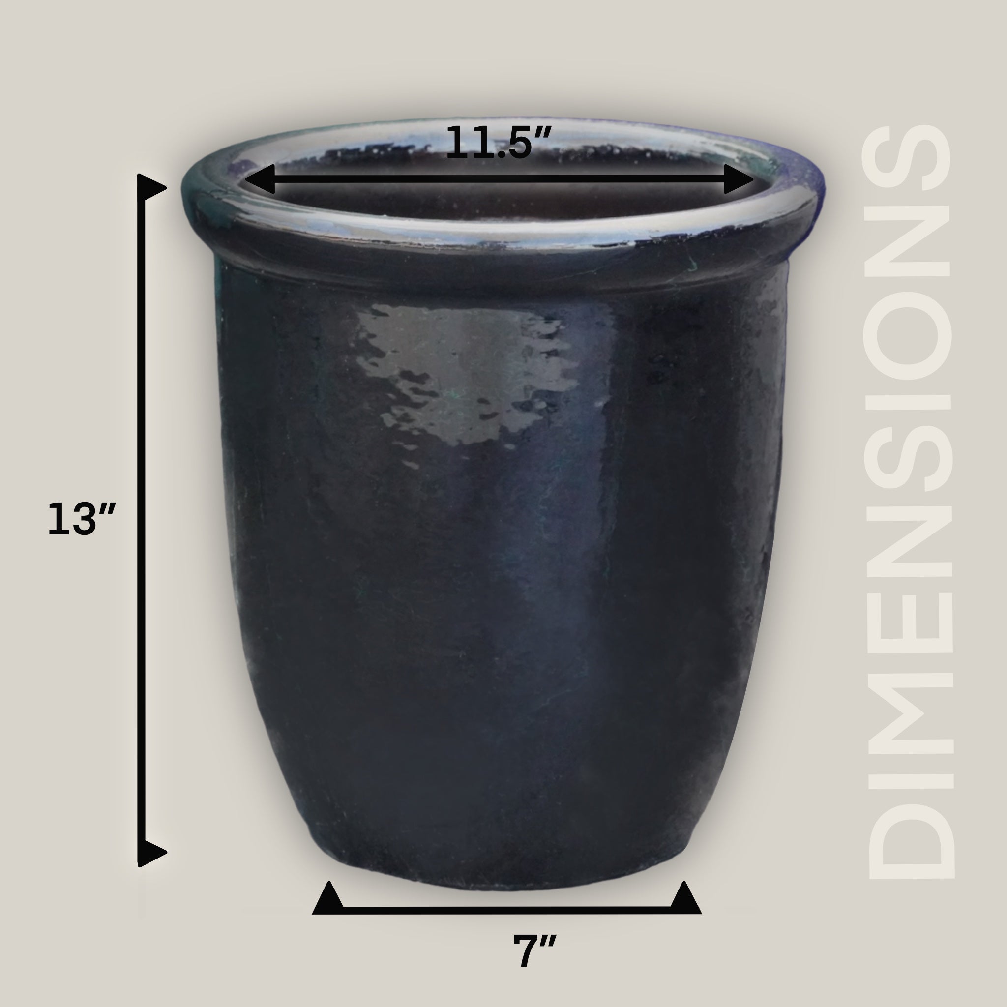6026H34 - Glossy Black Cana Pot