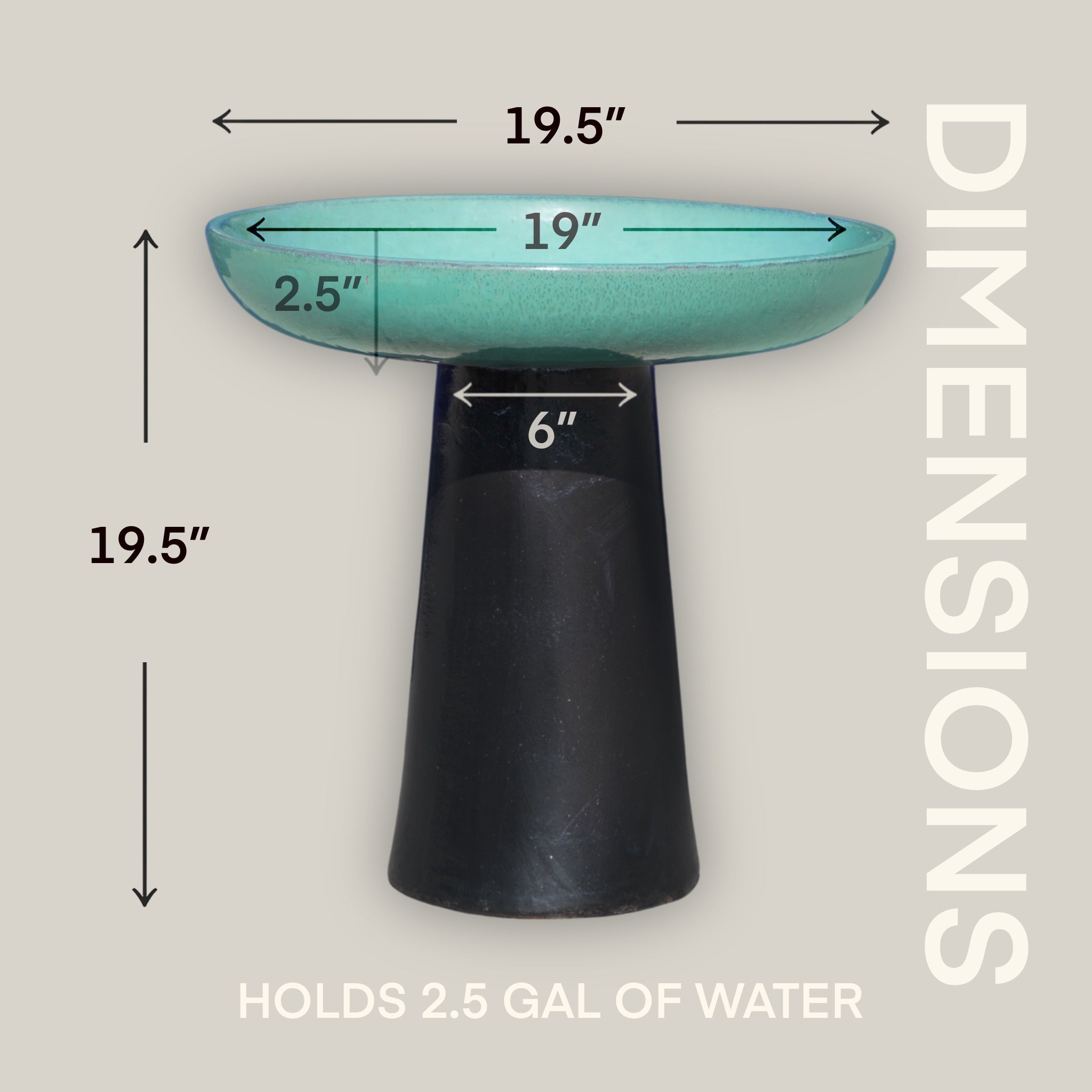 3106L5 - Ceramic Bird Bath - Jade Top and Black Stand
