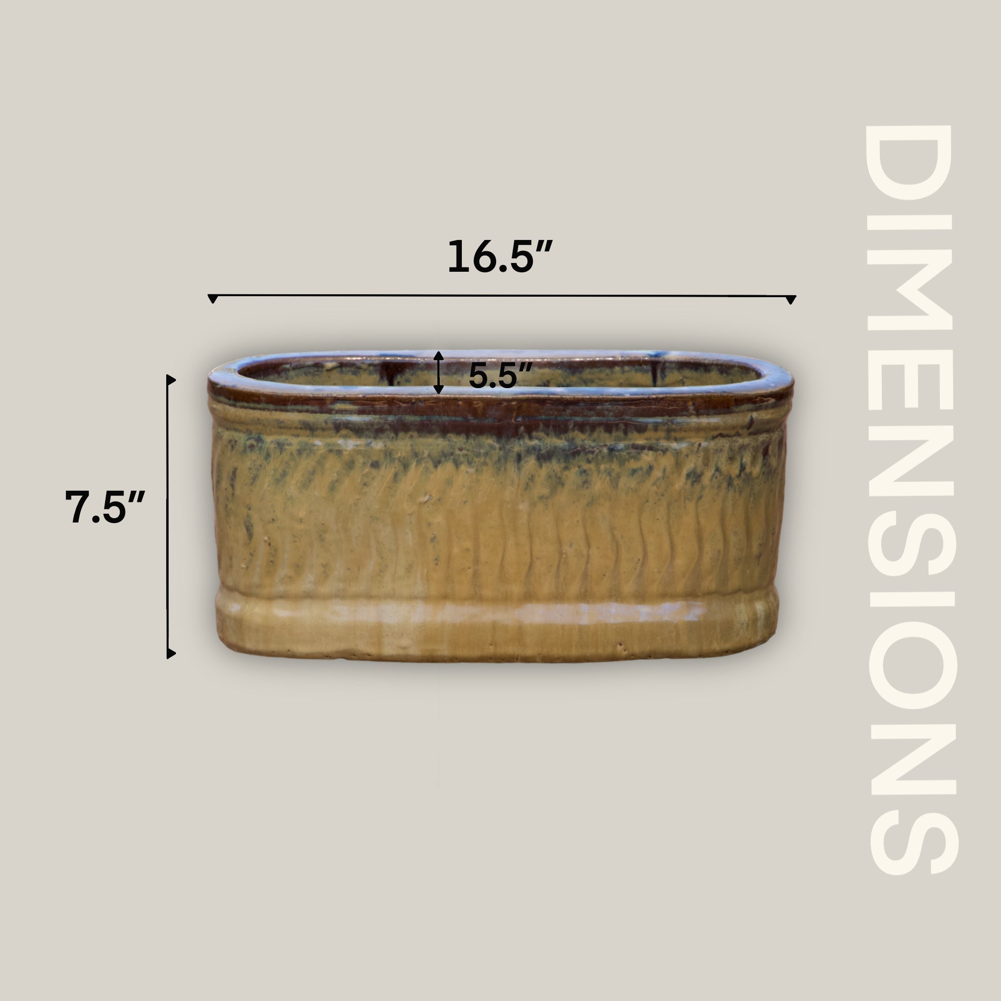 8435N19FS - Marble Green Athena Wide Oval Ceramic Planter - FREE SHIPPING