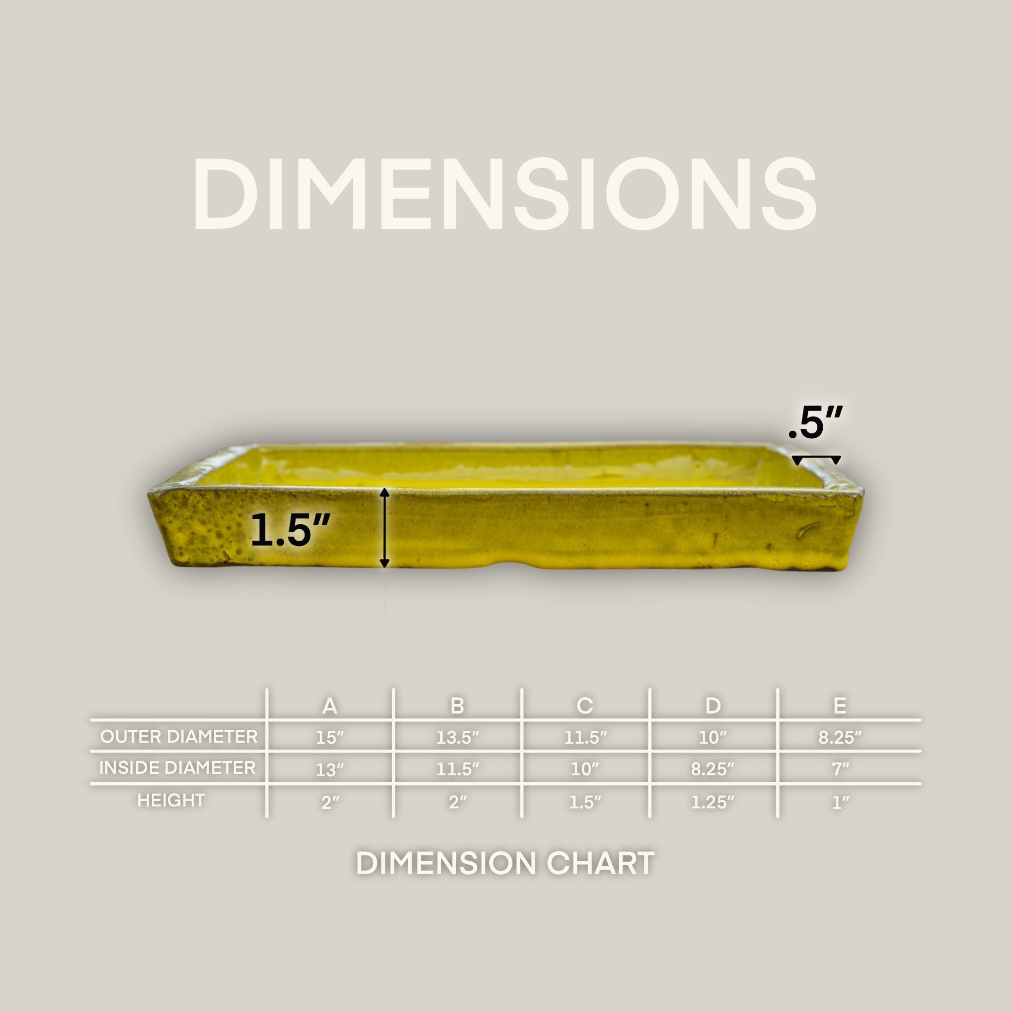 3127L38 - Square | Yellow - Ceramic Clay Pot Saucers (8"-15")