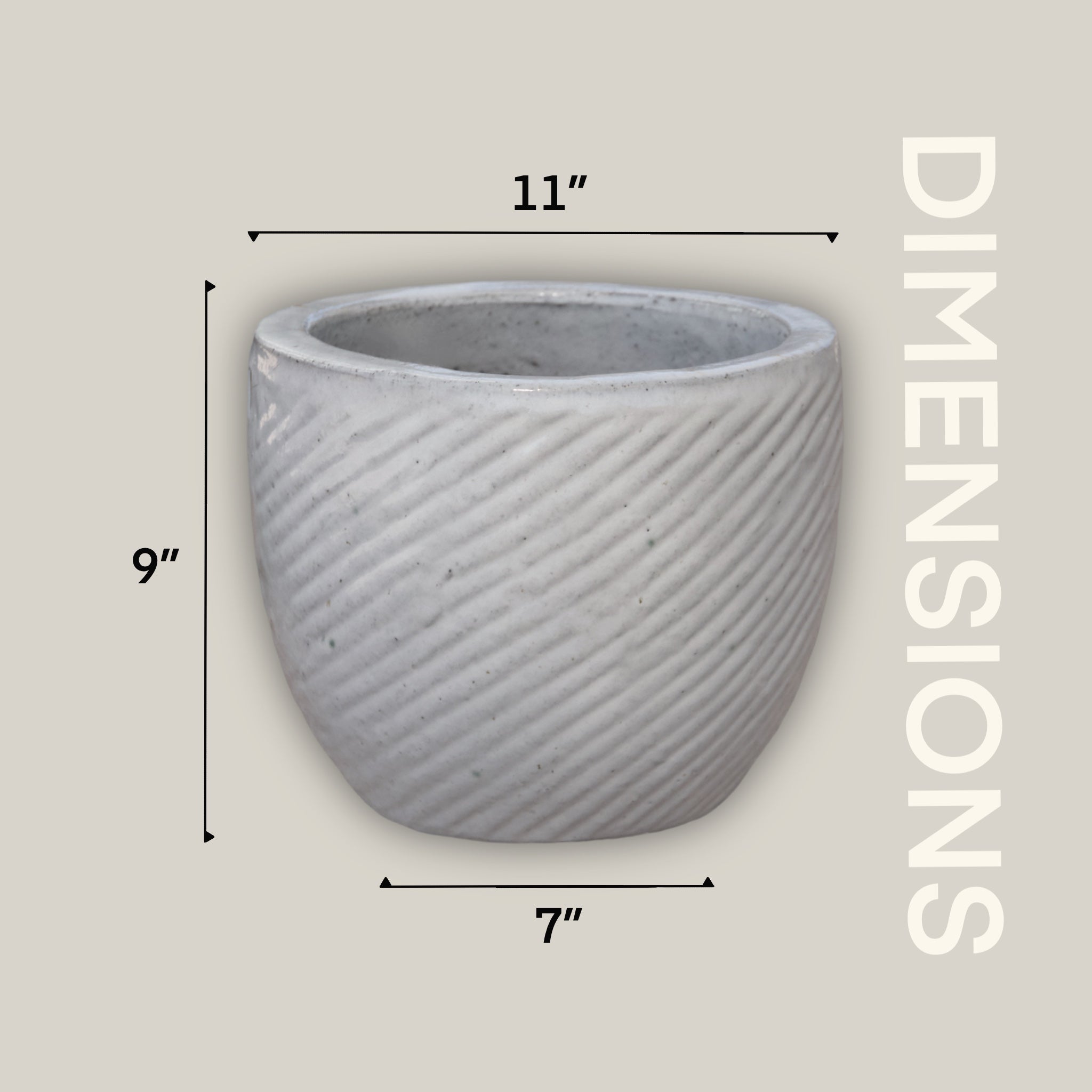 8981N12FS - White Round Swirl Planter - FREE SHIPPING