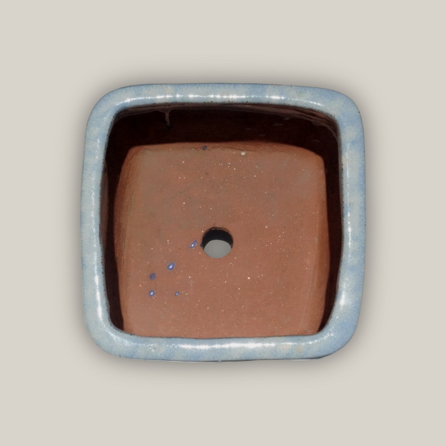294M22 - Blue/Cream Ceramic Cubed Flowerpot