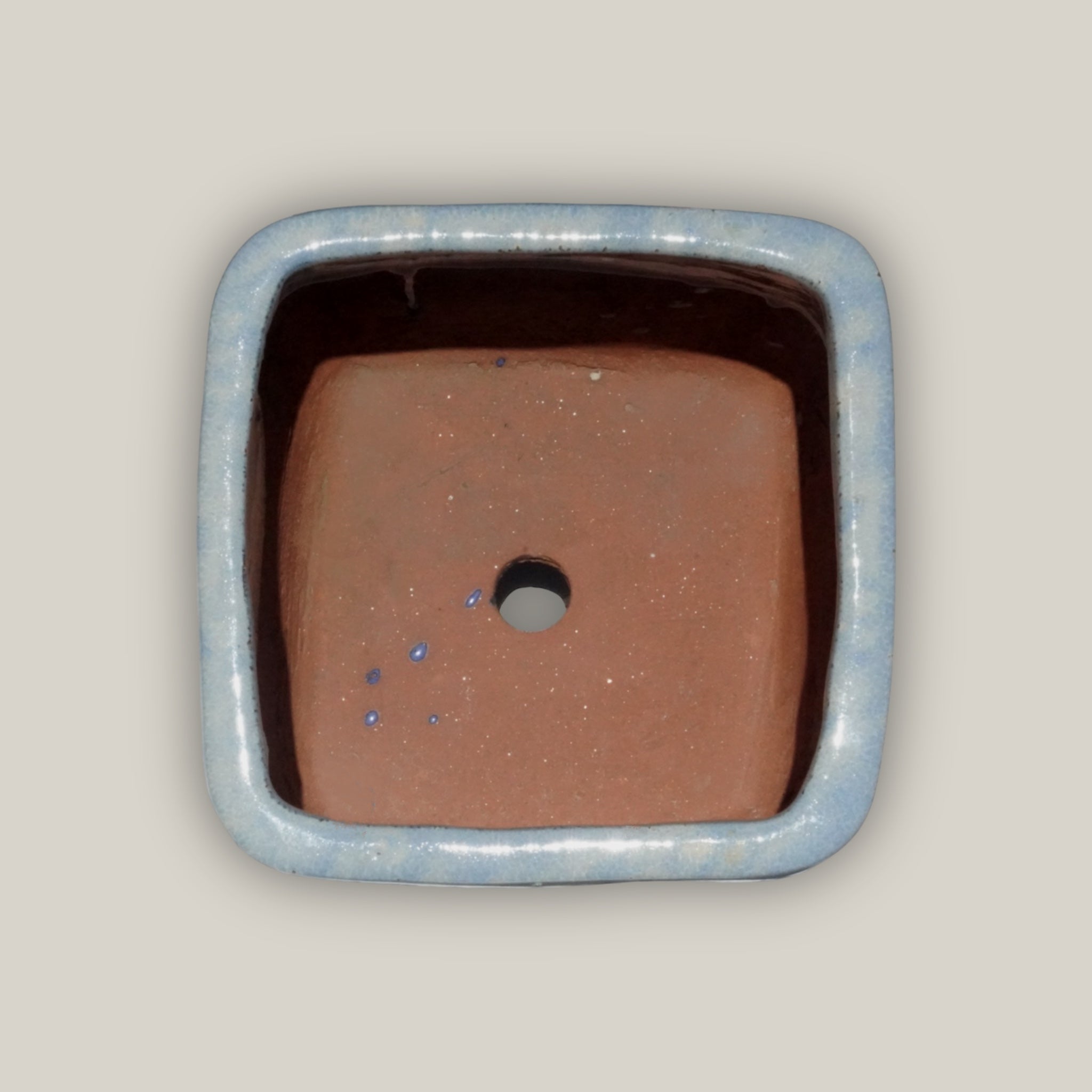 294M22 - Blue/Cream Ceramic Cubed Flowerpot