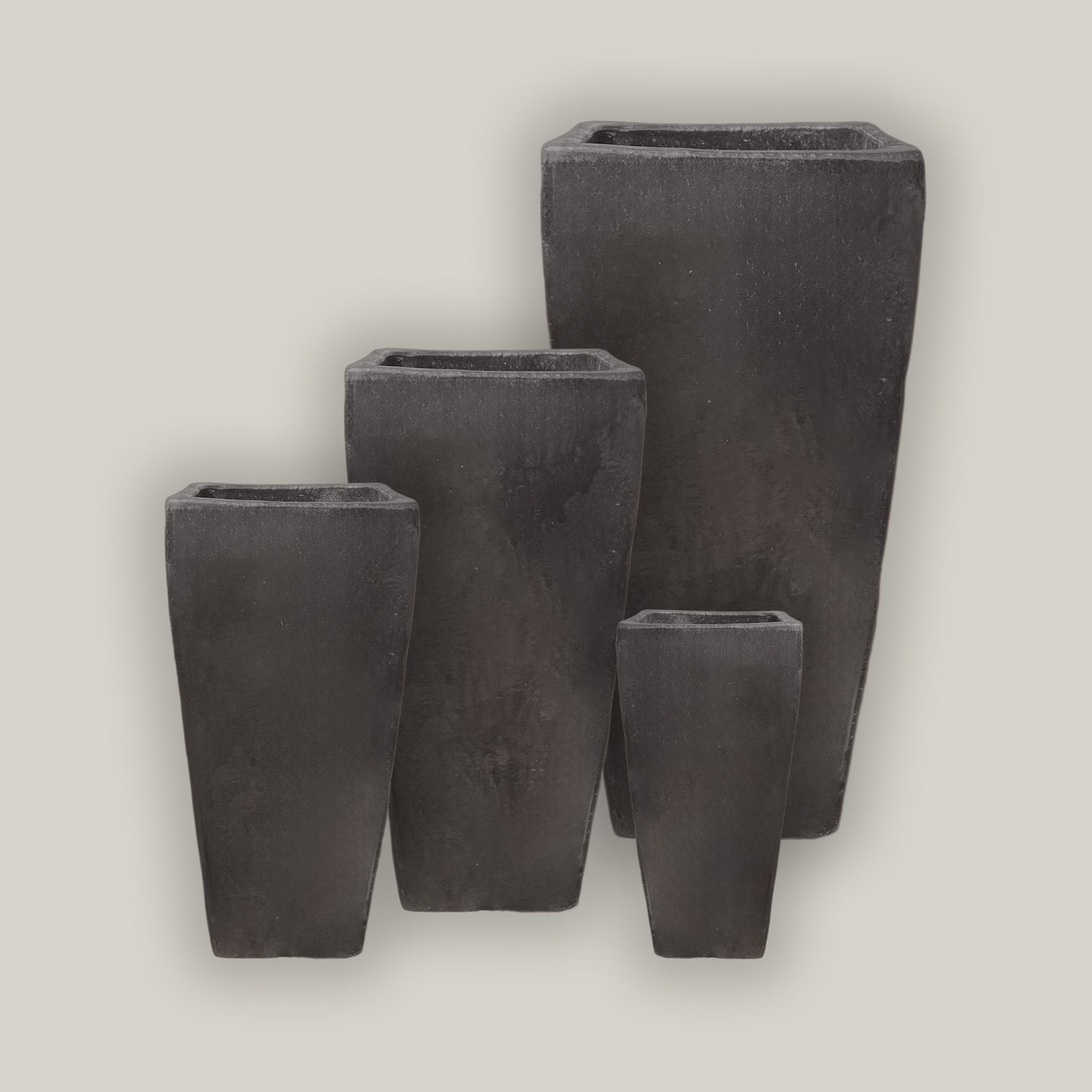 289M7 - Shiny Black Tall Tapered Square Planter