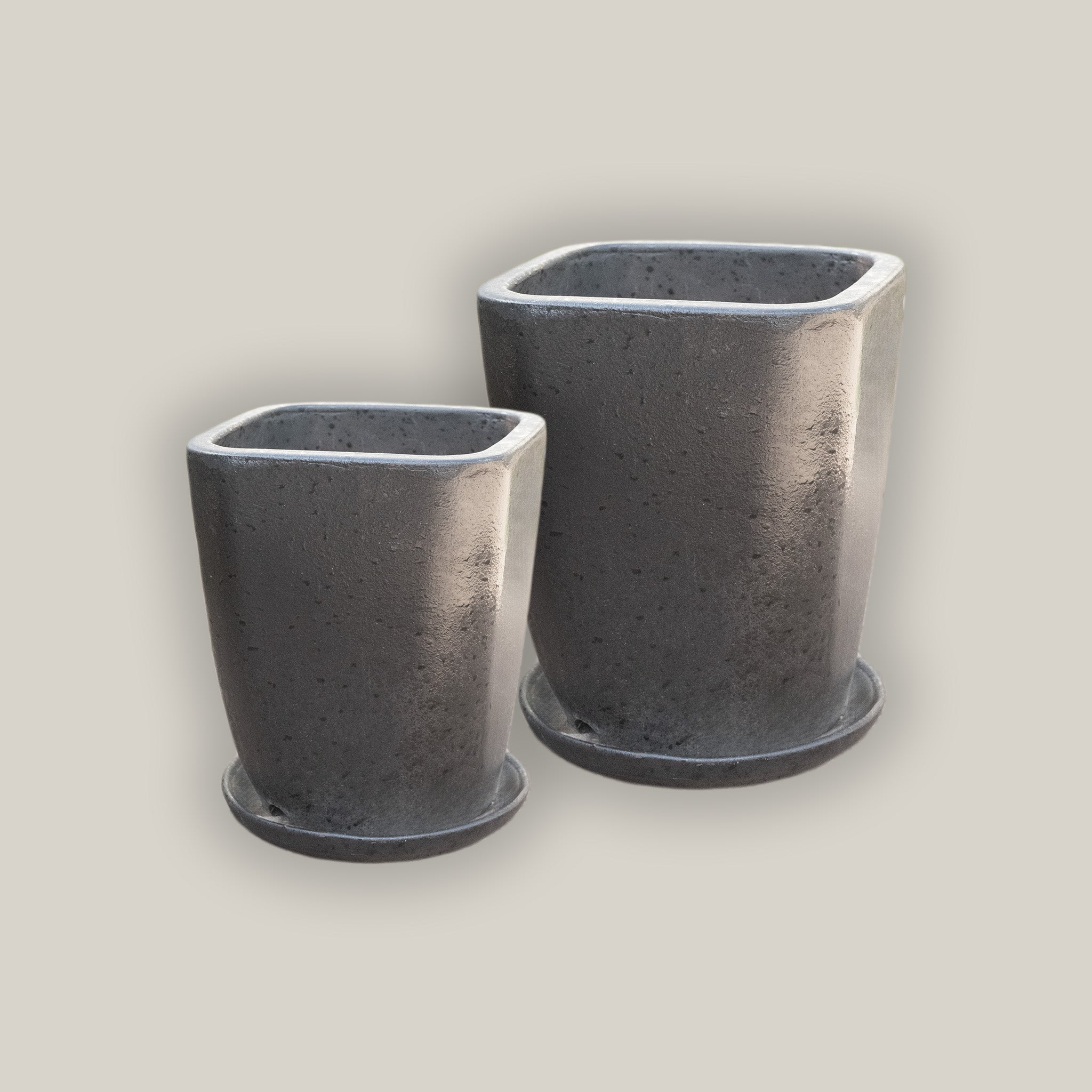 black planter with saucer Speckled Black Tapered Square Planter with Saucer