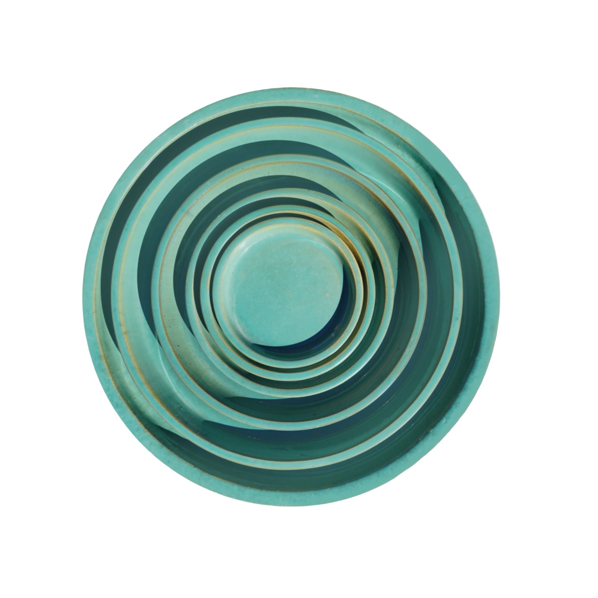 Round Turquoise Ceramic Plant Saucer