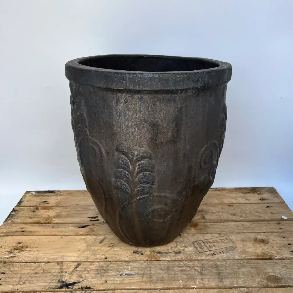 9248C17FS - Copper Gold Ceramic Flower Vines Planter - FREE SHIPPING
