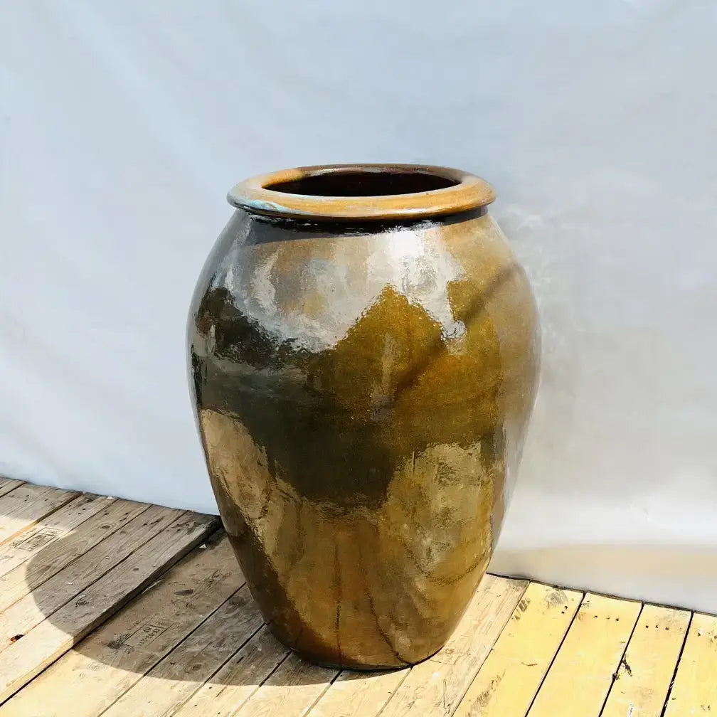 Large Ceramic Water Jar Handmade Glazed Accent for Indoor/Outdoor Use