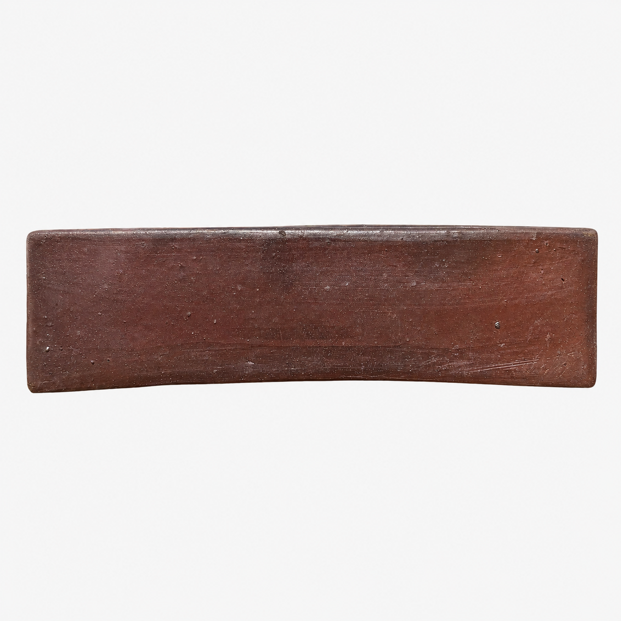 A rectangular dark brown planter with a smooth, slightly worn finish, shown against a plain white background.