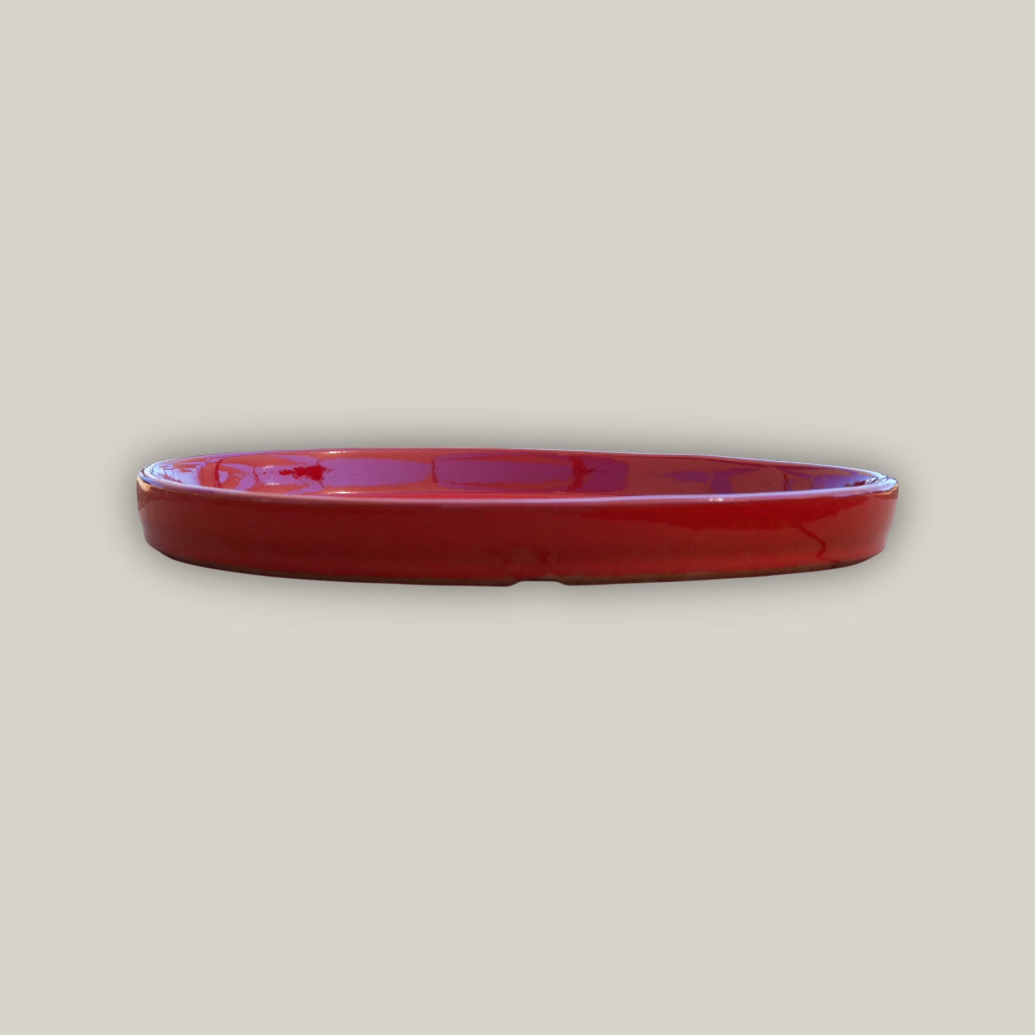 3125L14FS - Round | Bright Red Ceramic Plant Saucer | High Fired Ecofriendly Clay - Sizes 8"-19.5"