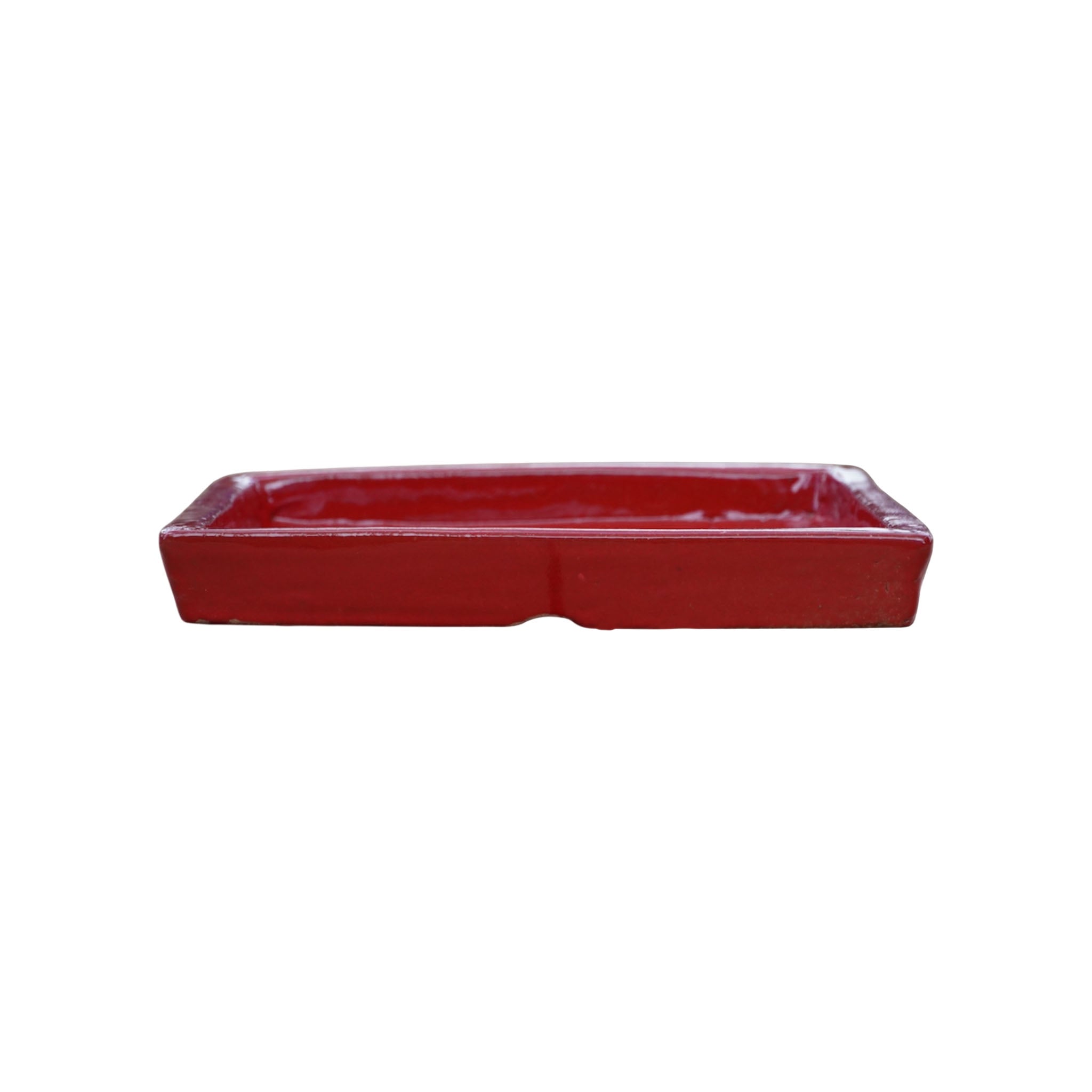 Square Bright Red Ceramic Clay Plant Saucer