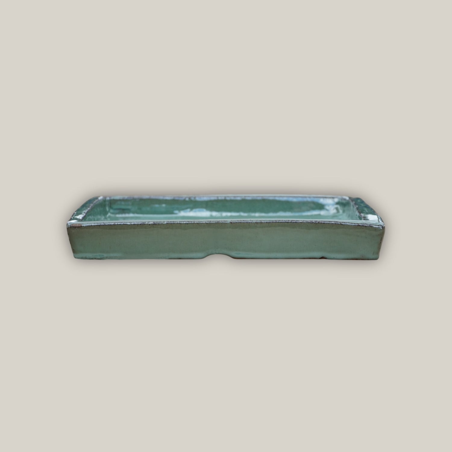 3127L16FS - Square | Green Cream Ceramic Plant Saucer | High Fired Ecofriendly Clay - Sizes 8"-15"