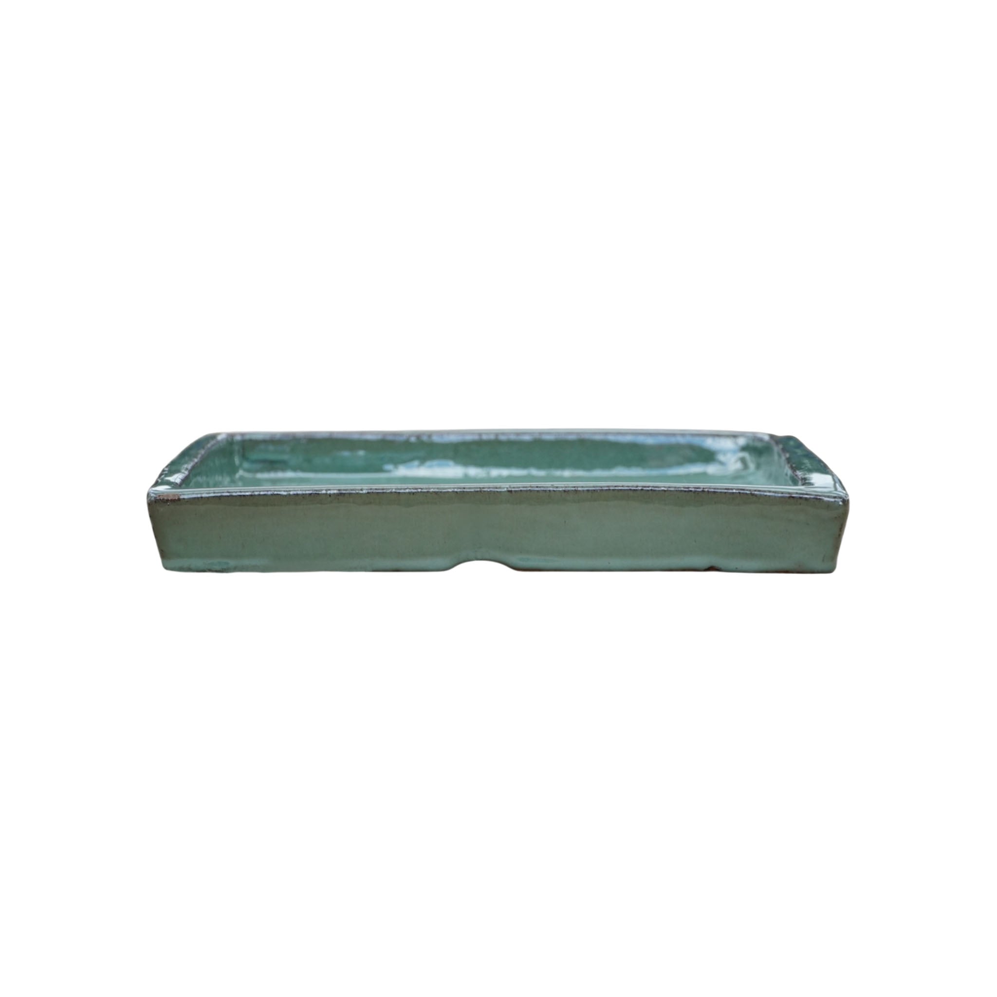 Square Green Cream Ceramic Clay Plant Saucer