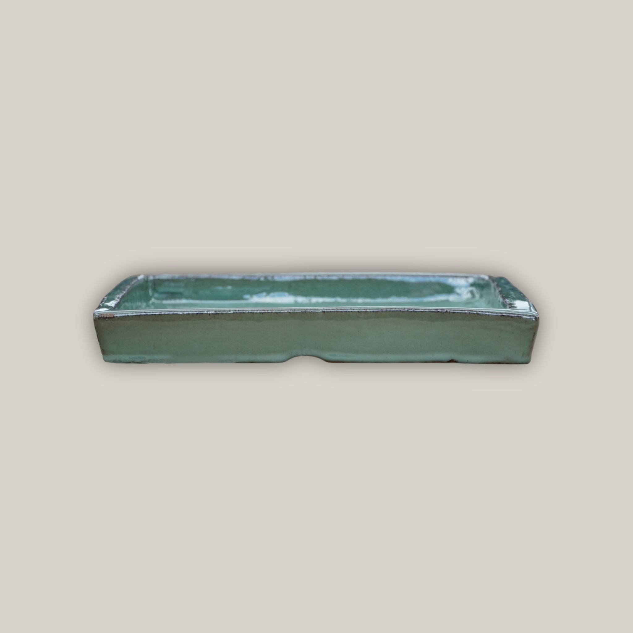 3127L16 - Square | Green Cream - Ceramic Clay Pot Saucers (8"-15")