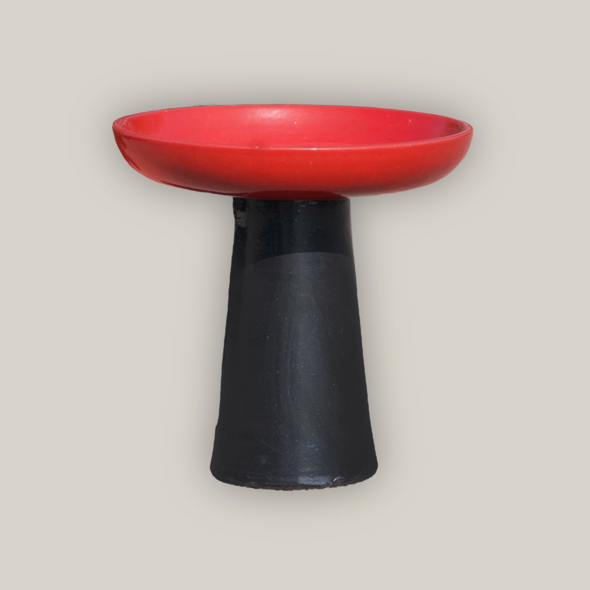 3106L14FS - Ceramic Bird Bath - Bright Red Top & Black Stand