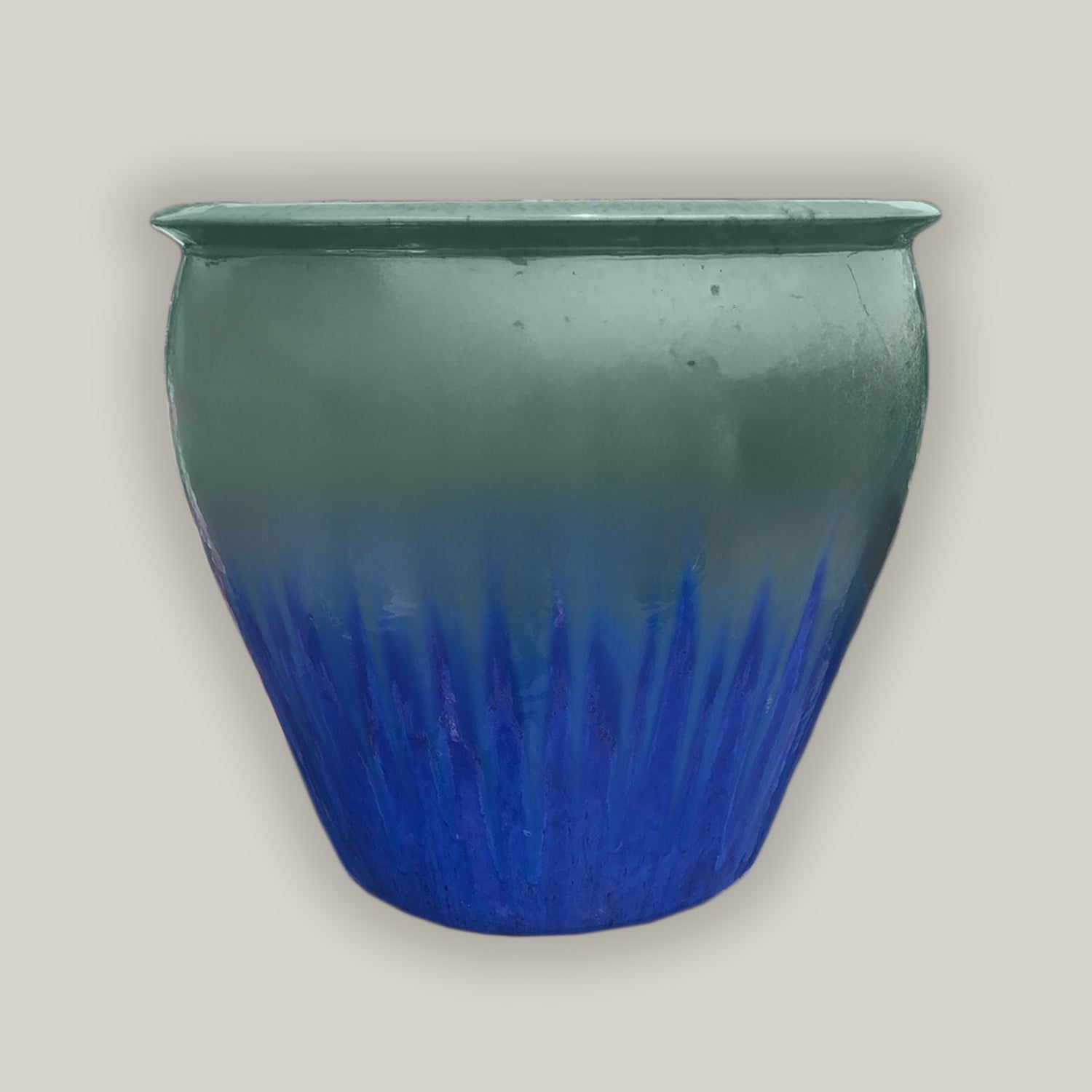 6004H52 - Turquoise/Blue Round Rim Tapered Planter