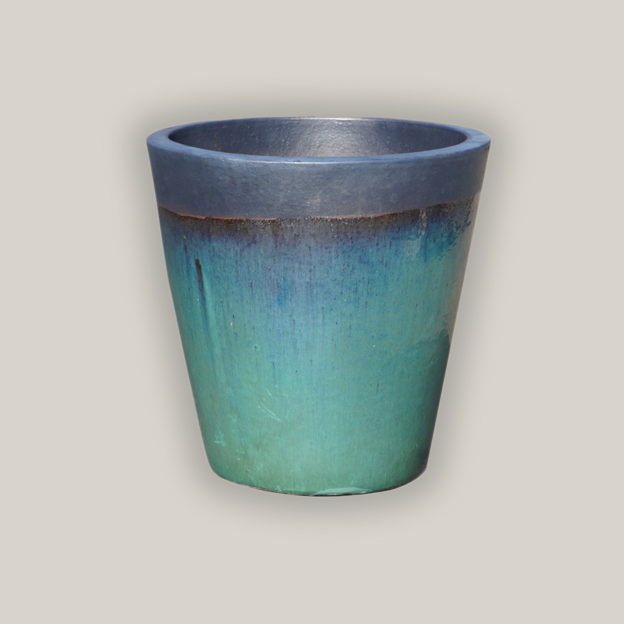 6024H6 - Matte Black/Turquoise Cone Planter