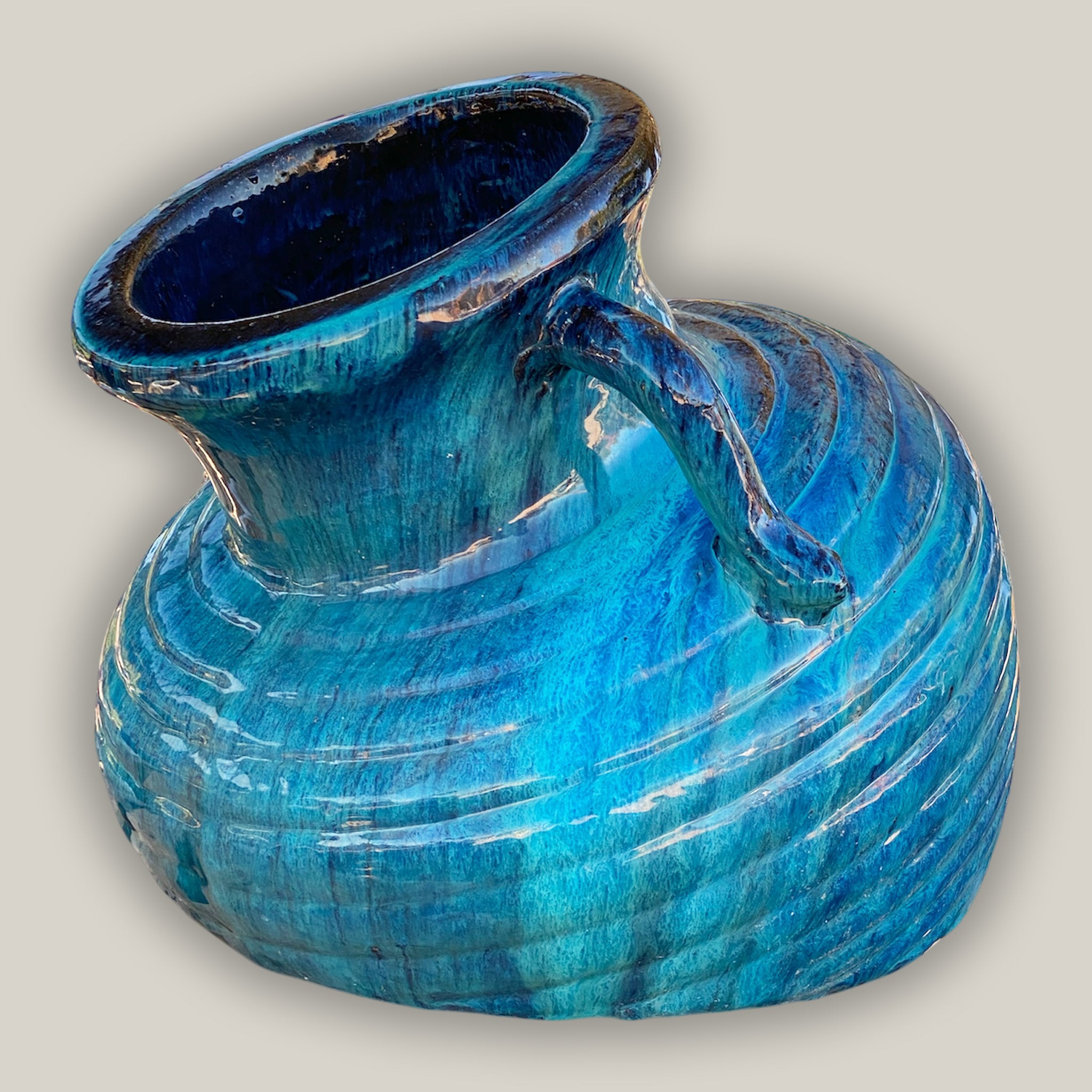 9094C3 - Aqua Phoenix Sunken Ceramic Vase