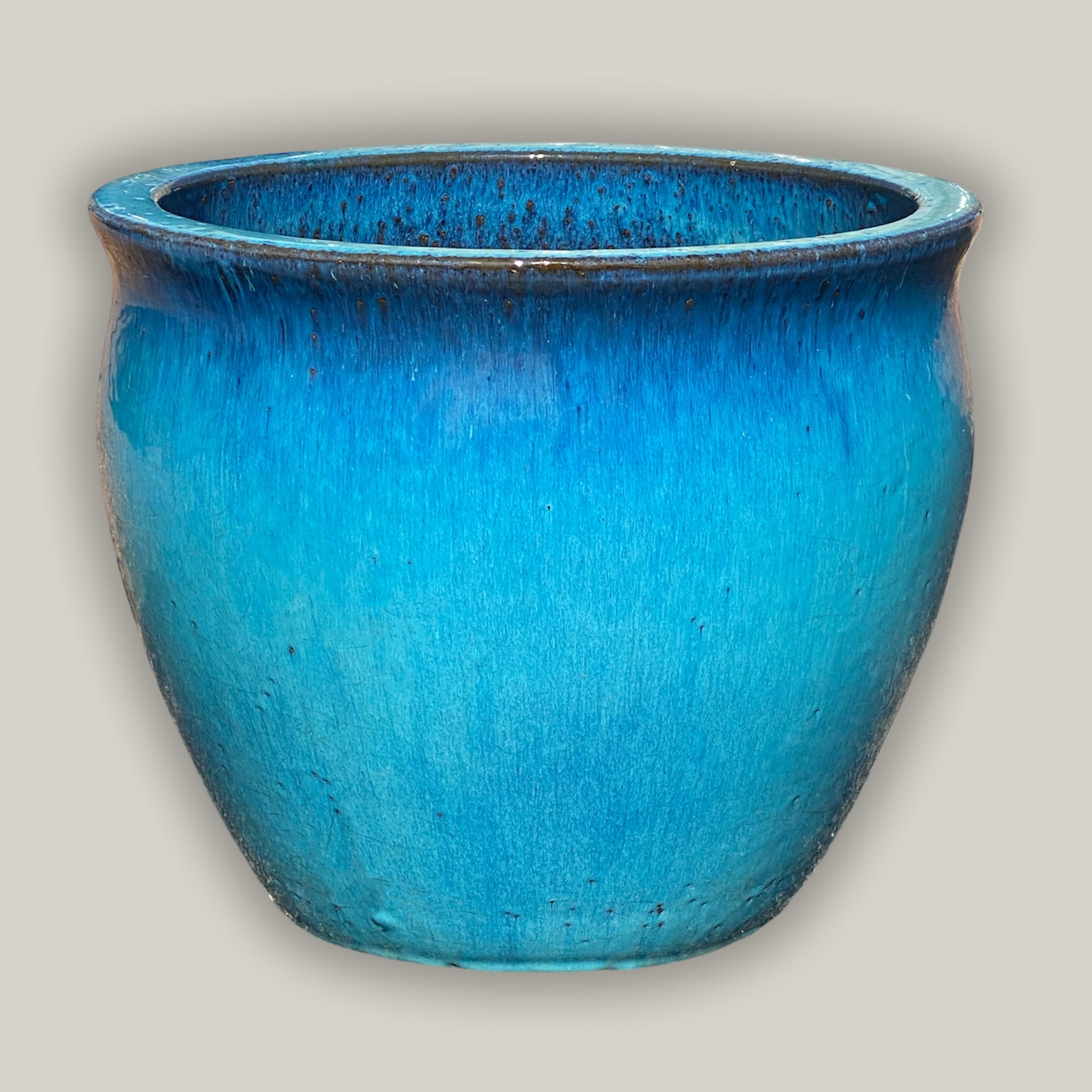 turquoise planter pots large Turquoise Slanted Rim Modern Round Pot