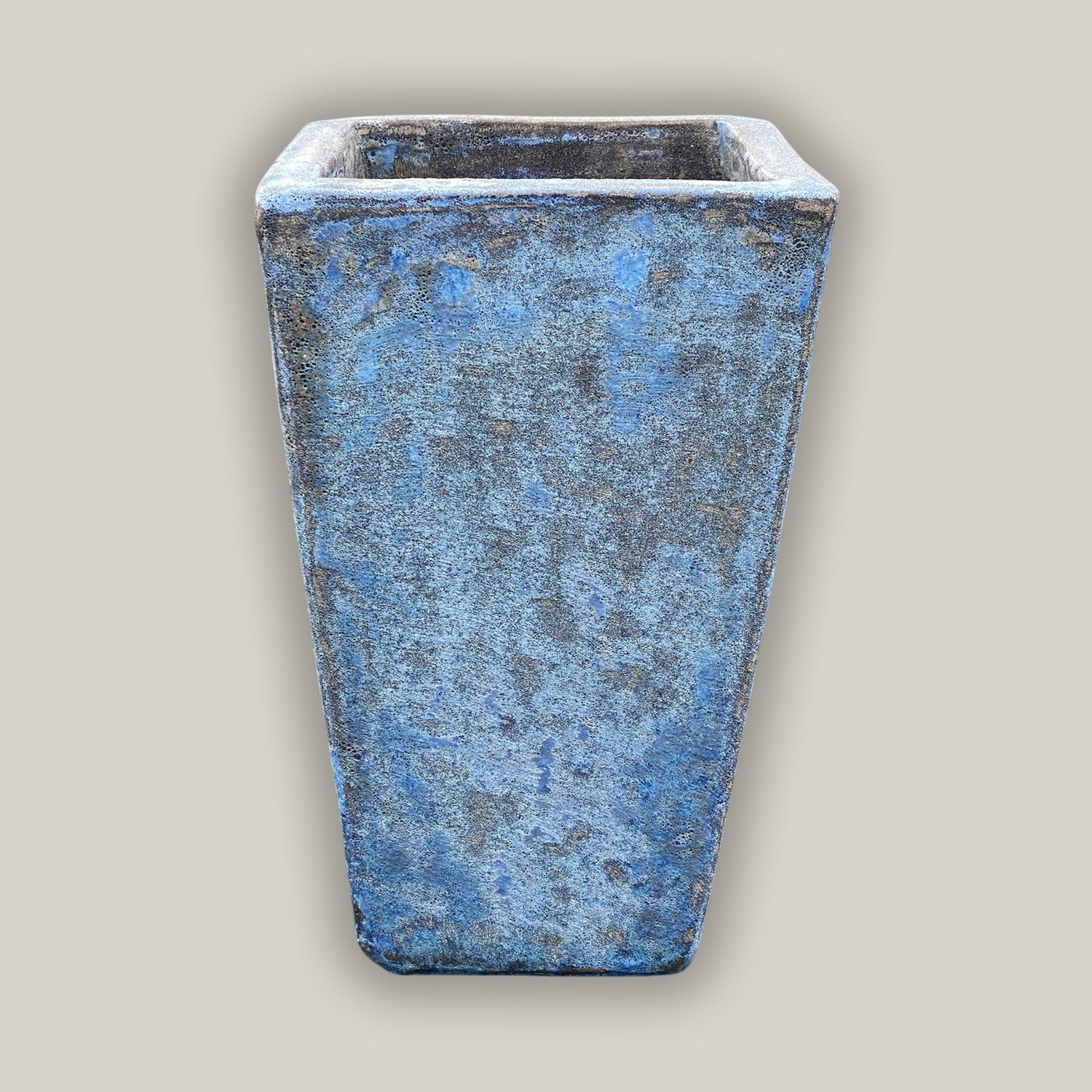 9817C4 - Seafoam Blue Square Ceramic Wedge Planter - Short