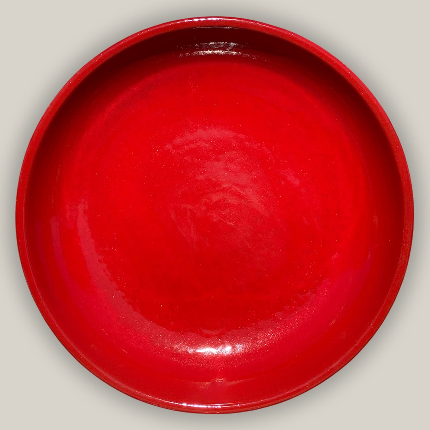 Handcrafted Red ceramic birdbath bowl