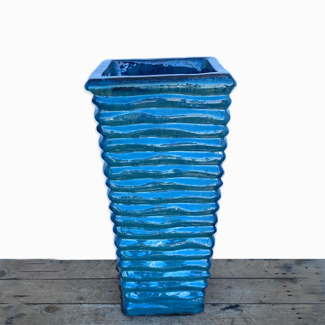 Marble Green Ripple Wedge Planter - FREE SHIPPING