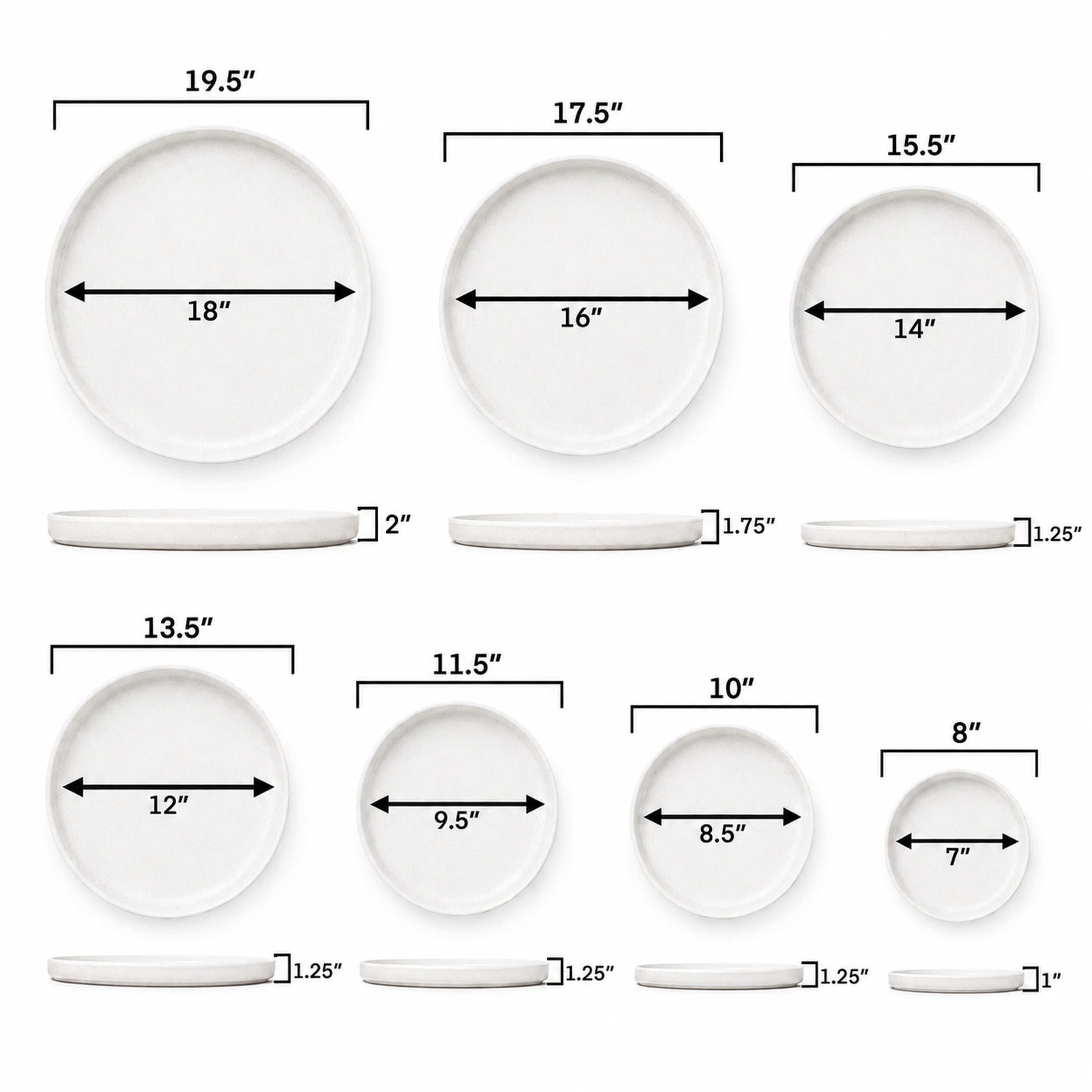 Round Falling Blue Ceramic Plant Saucer - Sizes 8"-19.5"