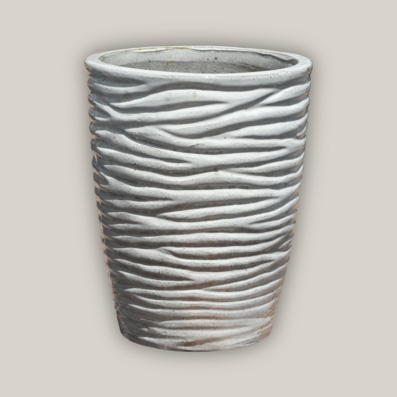 white stripe plant pot with modern decorative design