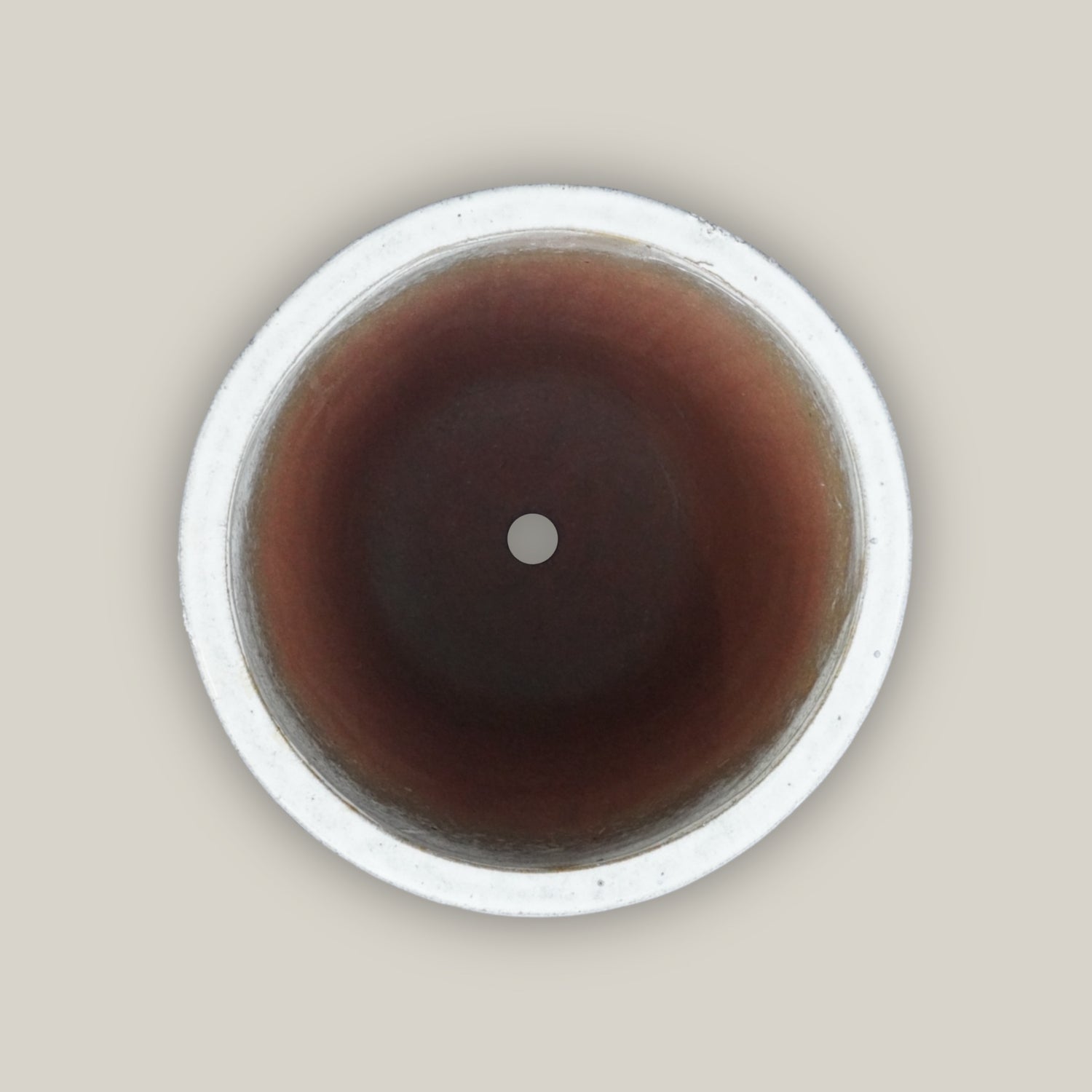 top view of white stripe plant pot