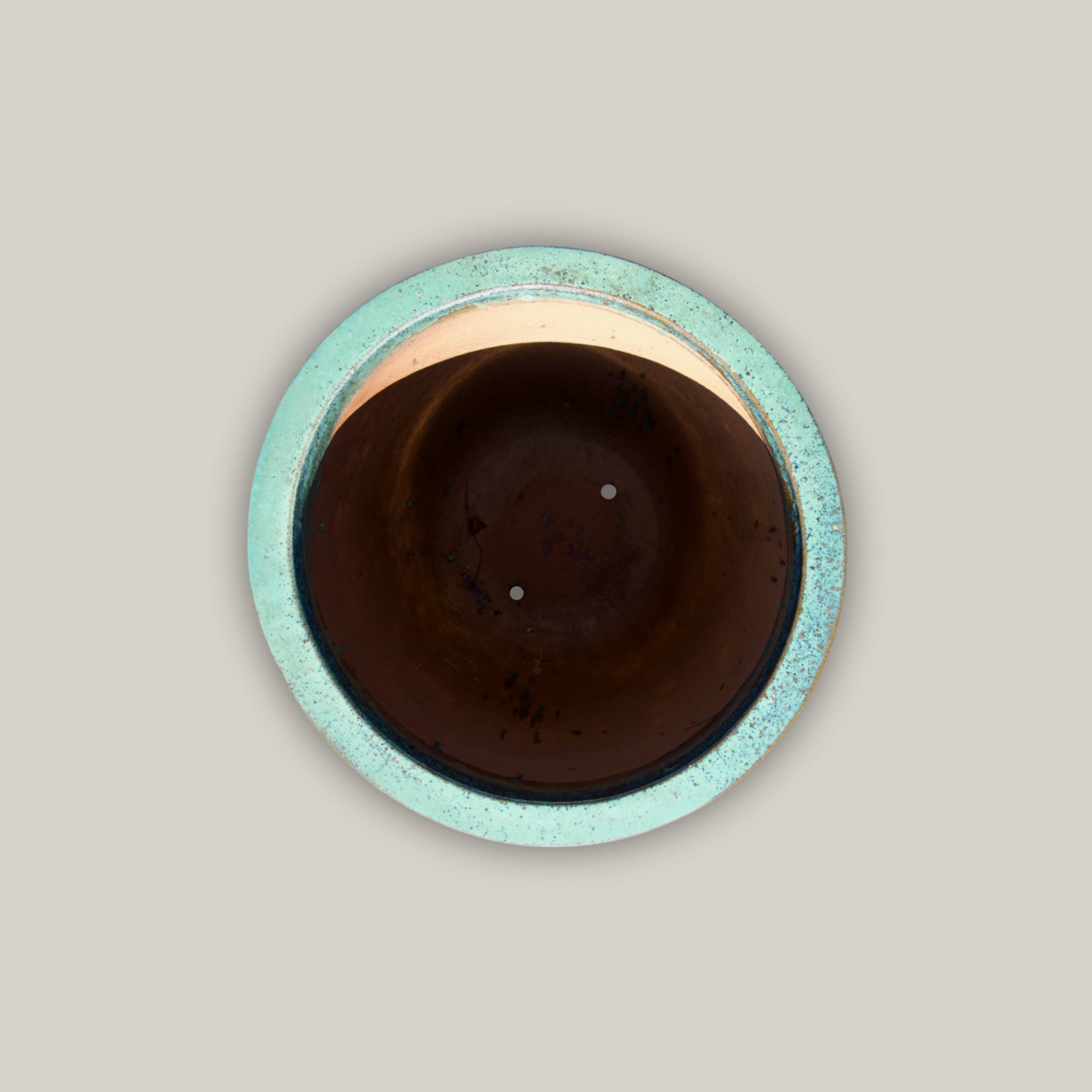 Top view of Aqua tall tapered u ceramic planter