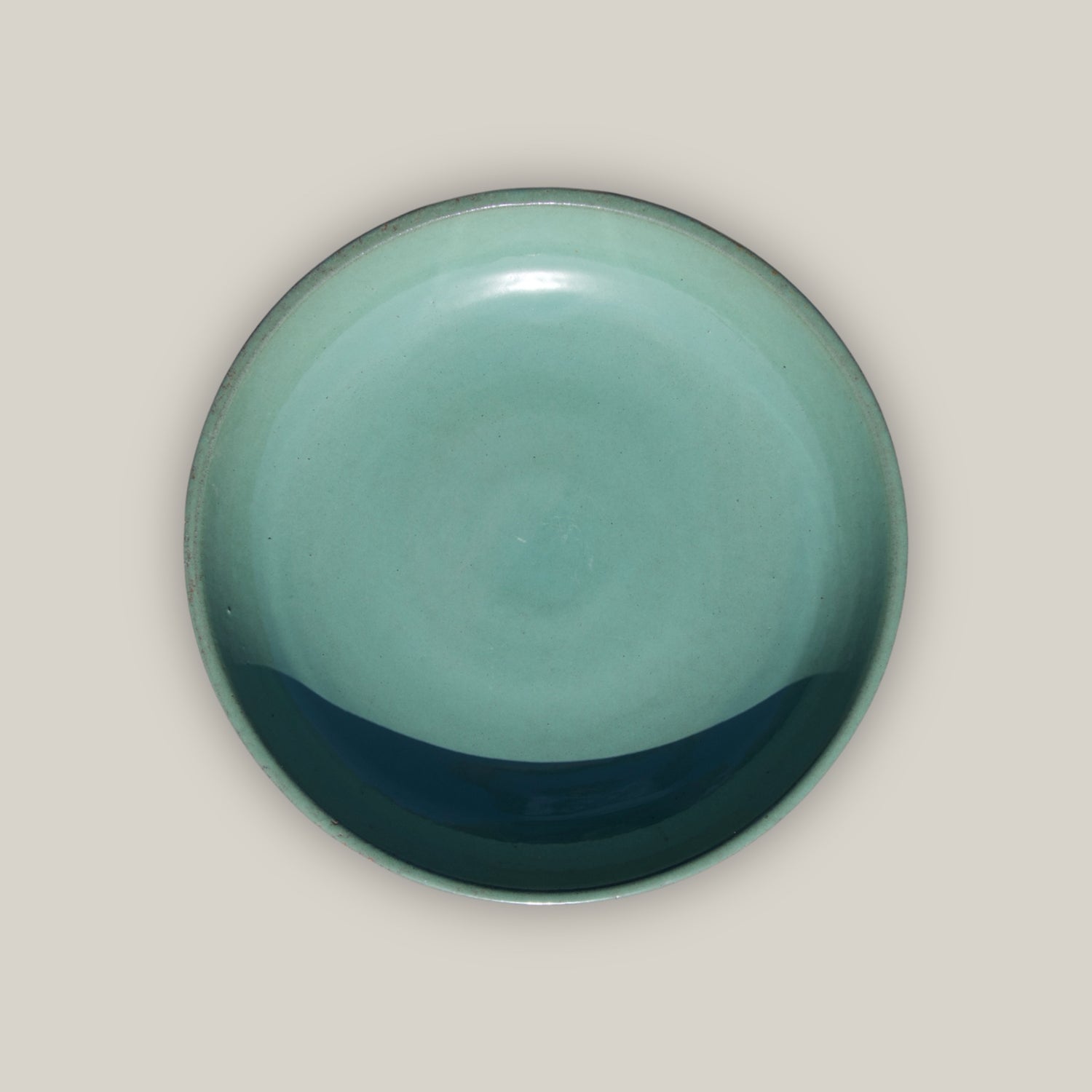 3106L16FS - Ceramic Bird Bath - Green Cream Top - Black Stand