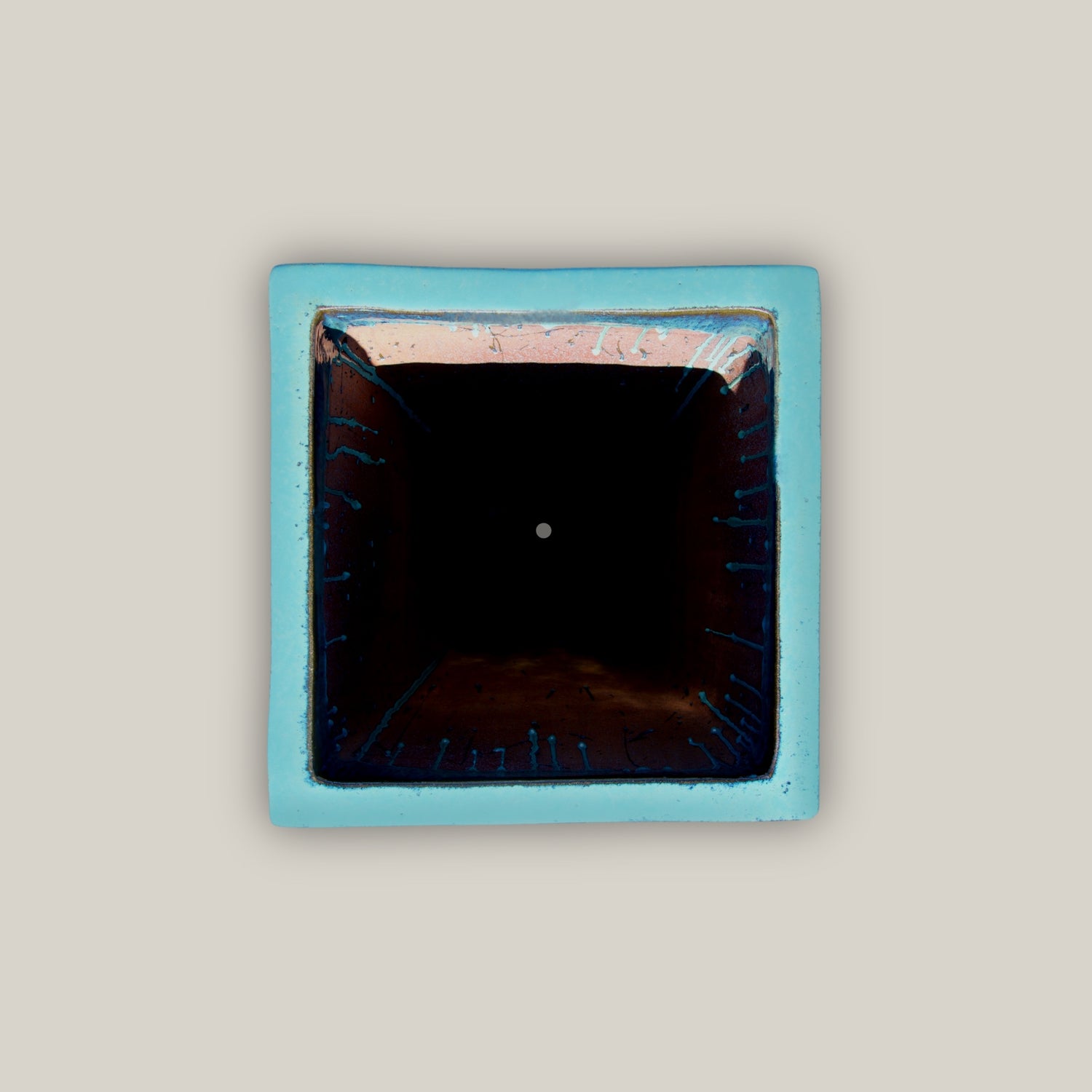 6018H1 - Turquoise Square Wedge Planter