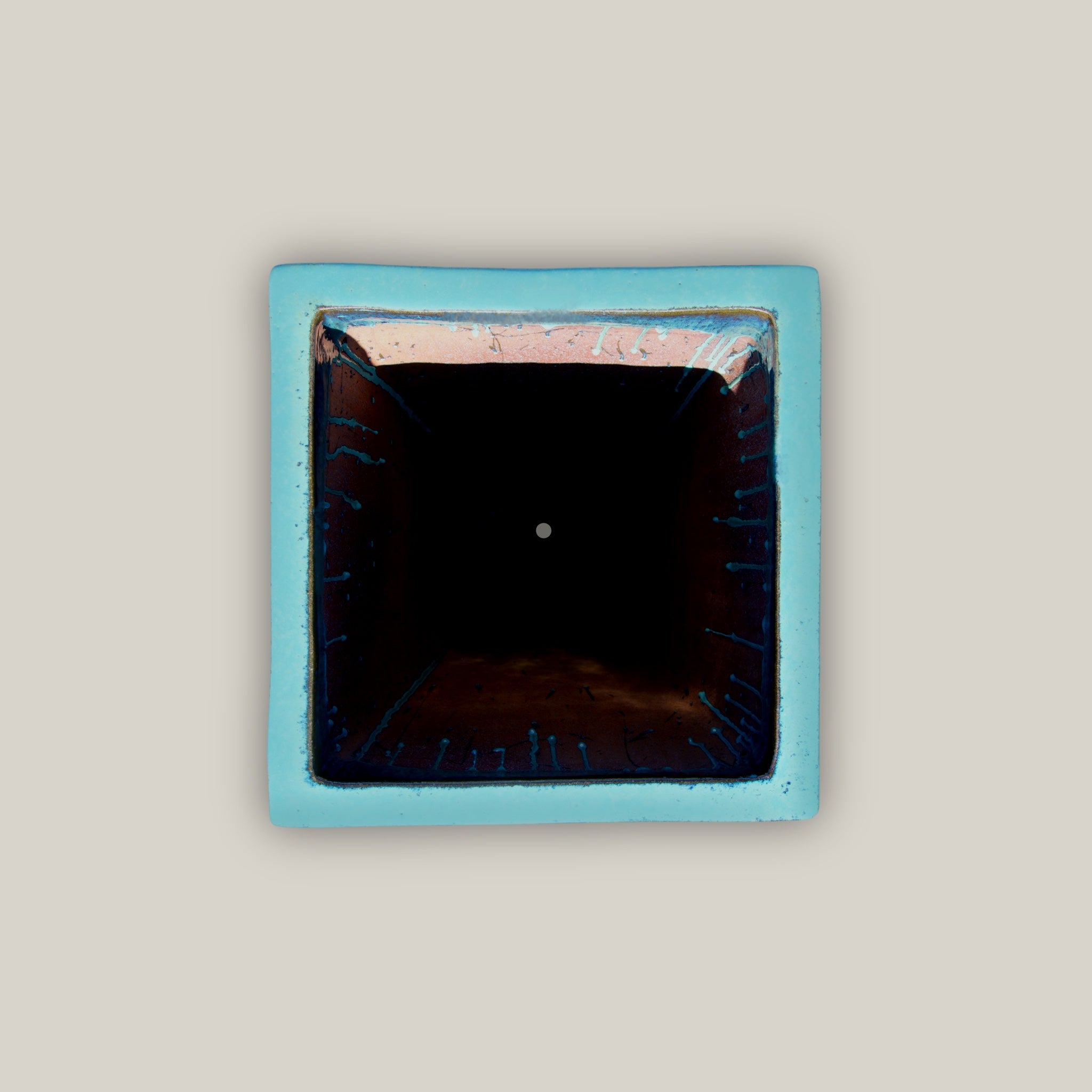 6018H1 - Turquoise Square Wedge Planter