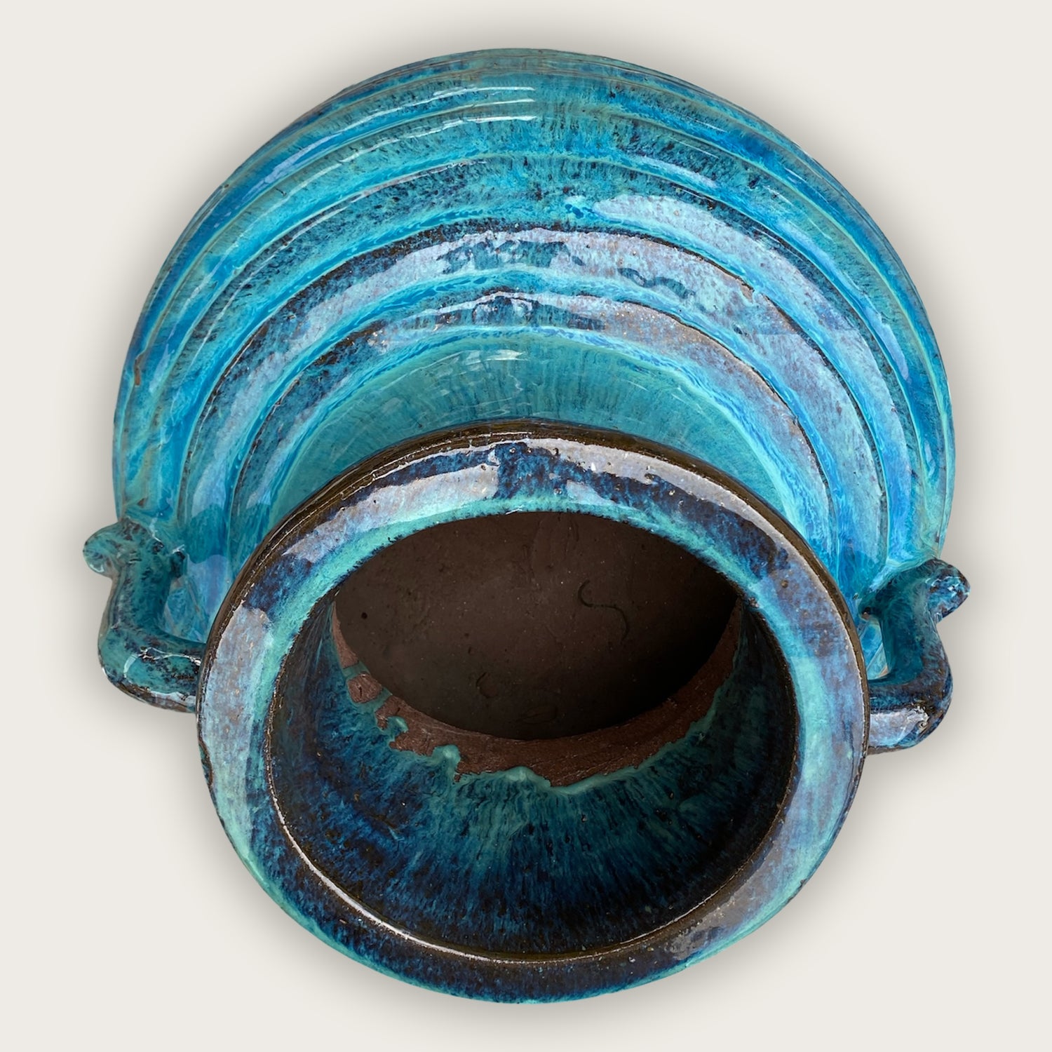 9094C3 - Aqua Phoenix Sunken Ceramic Vase