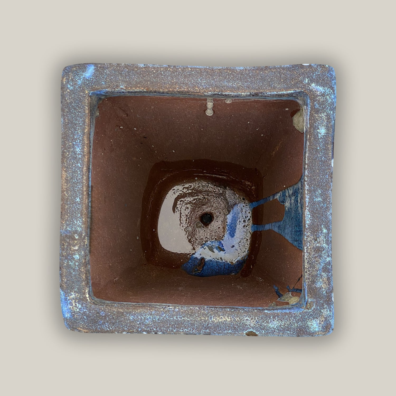 9817C4 - Seafoam Blue Square Ceramic Wedge Planter - Short