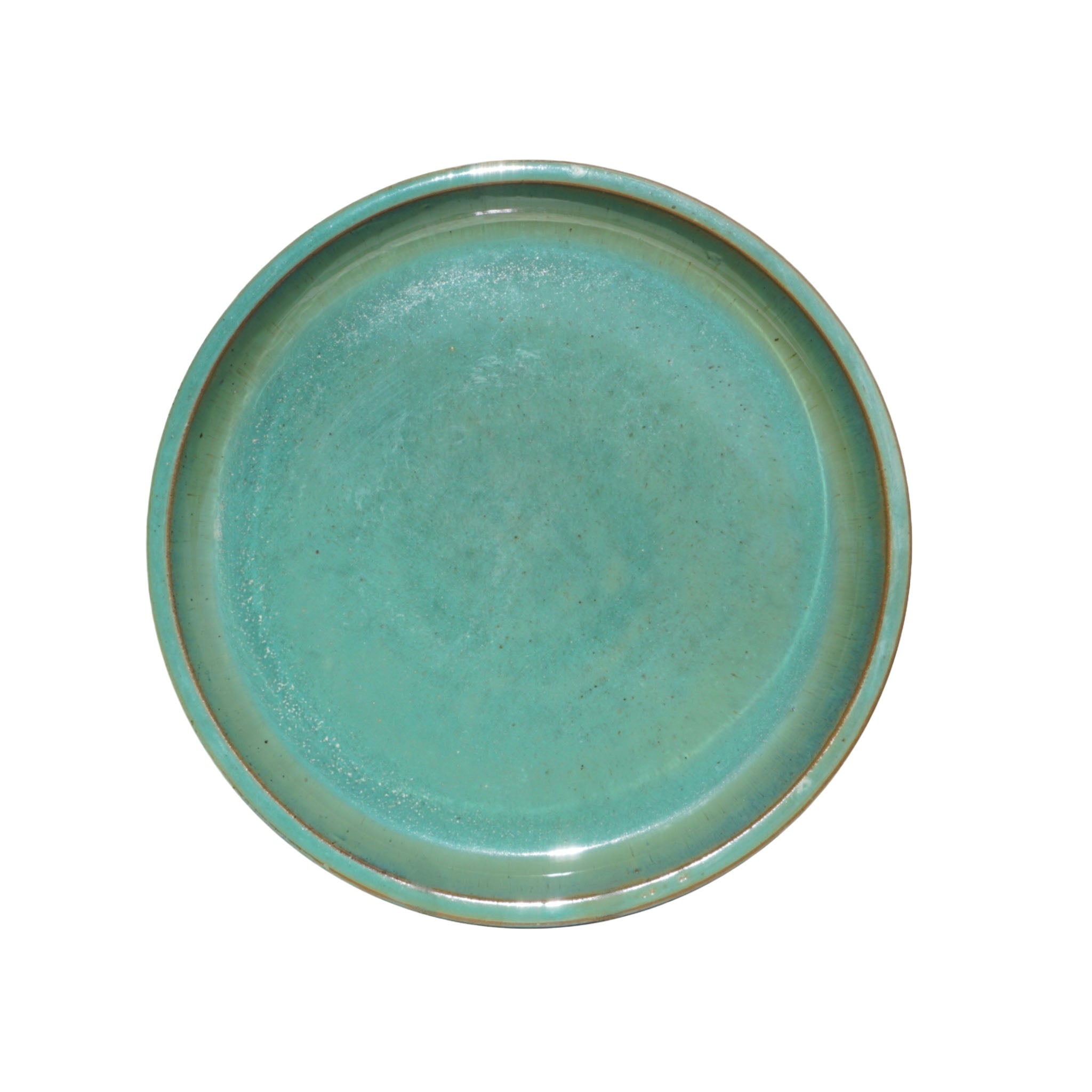 Round Turquoise Ceramic Plant Saucer