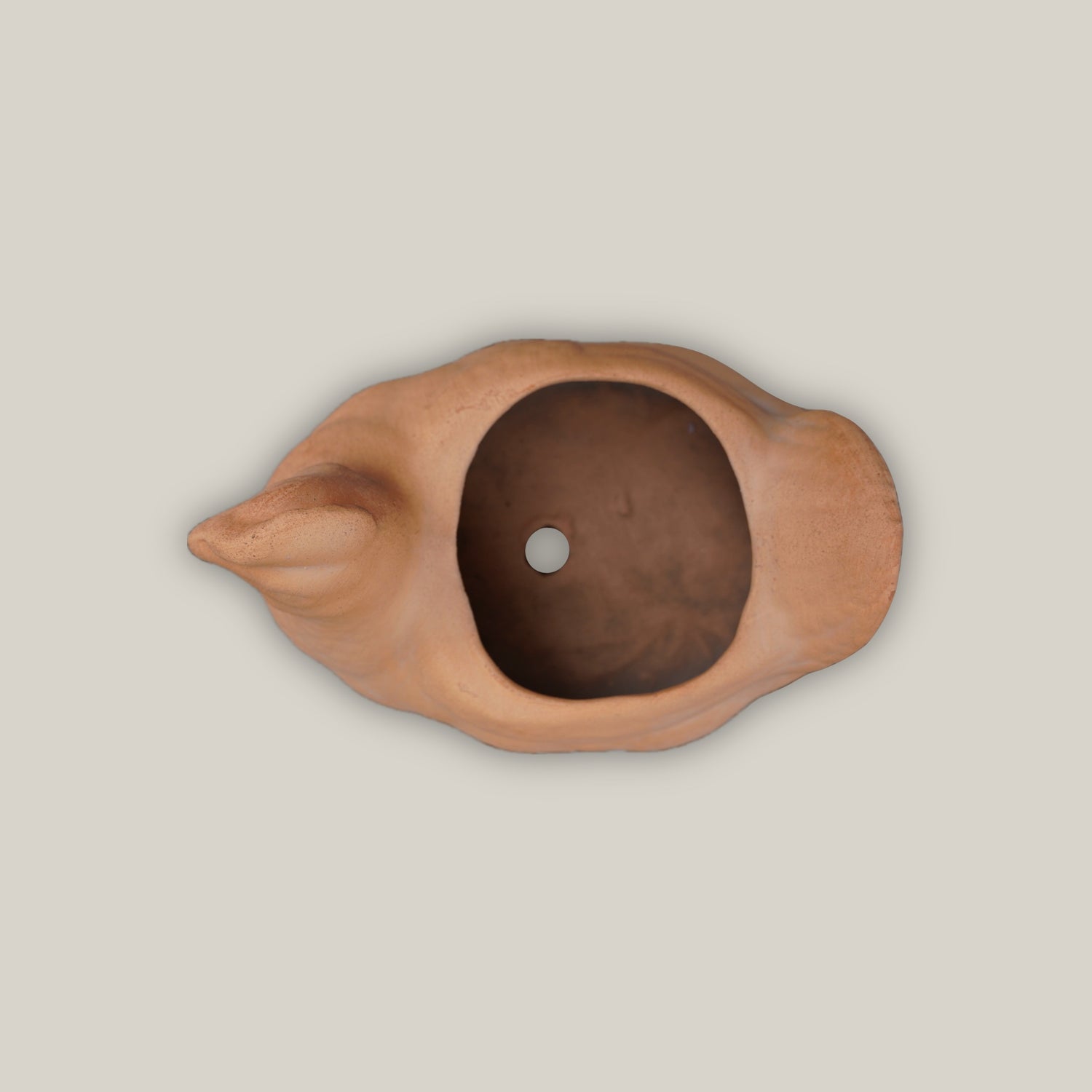 Top view of Terracotta chicken figurine