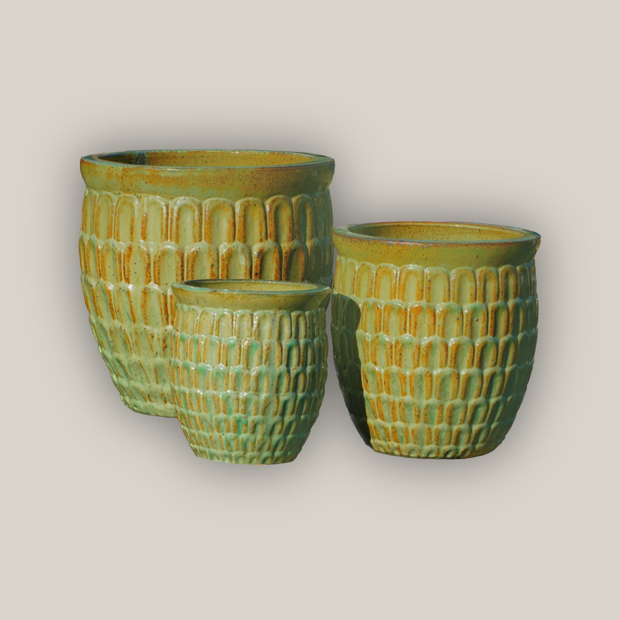6051H19 - Speckled Avocado Dragon Scale Pot