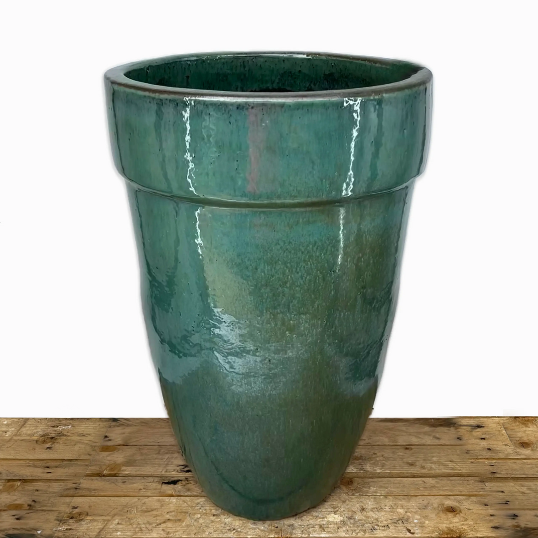 Aqua Big Rim Ceramic Planter - FREE SHIPPING