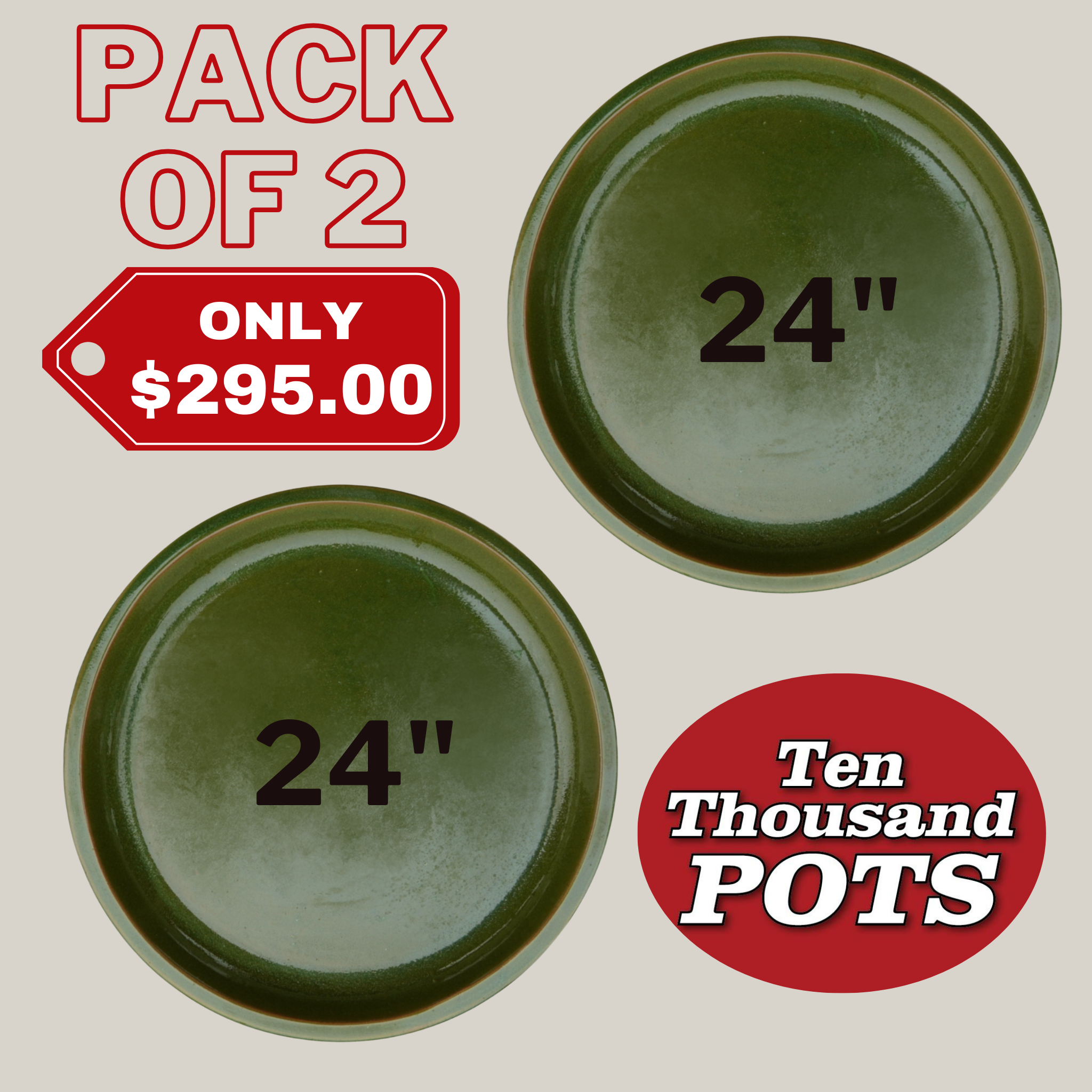 6135H20FS - Round | Apple Green Ceramic Plant Saucer | High Fired Ecofriendly Clay - Sizes 8"-24"