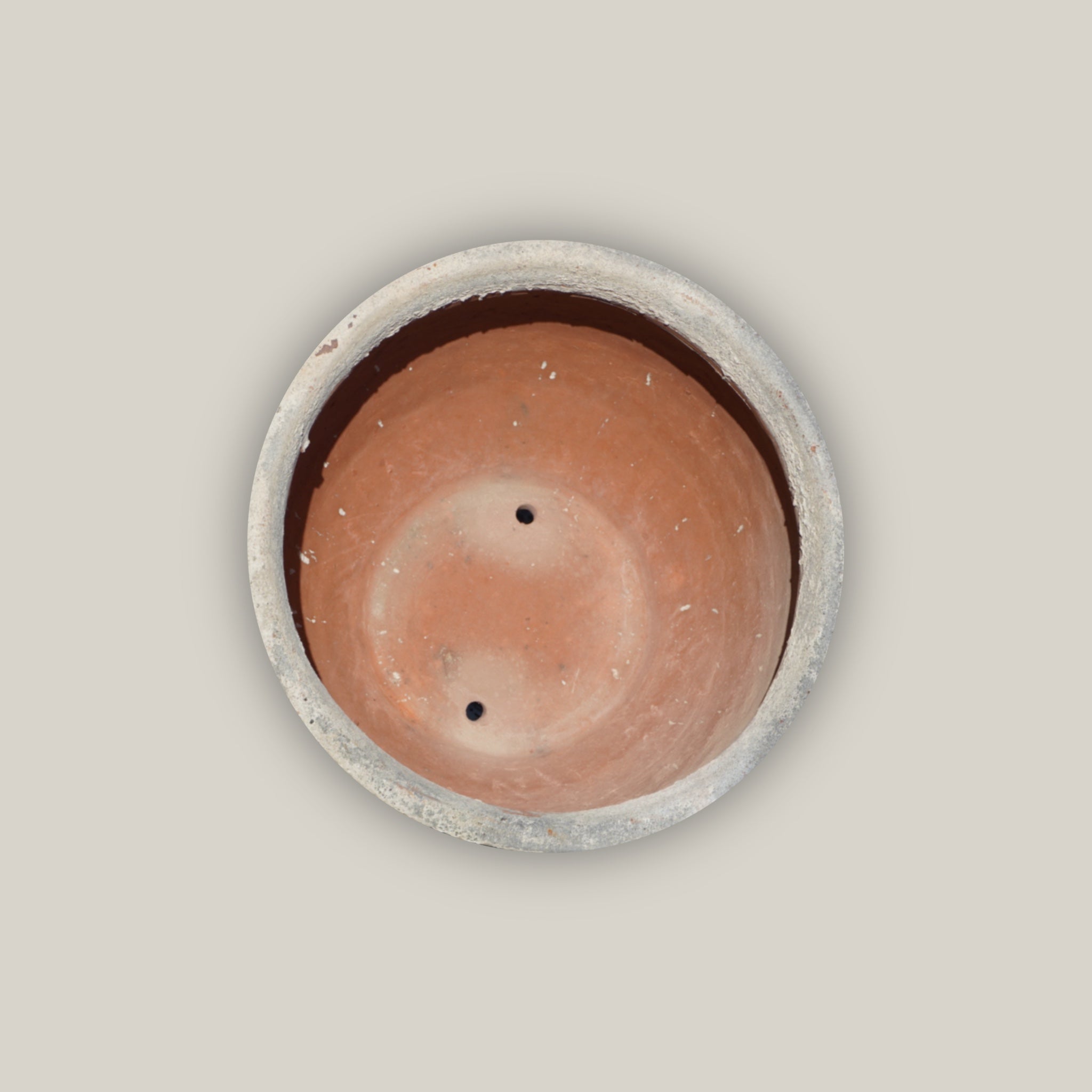 Top view of White tapered rustic Atlantis planter