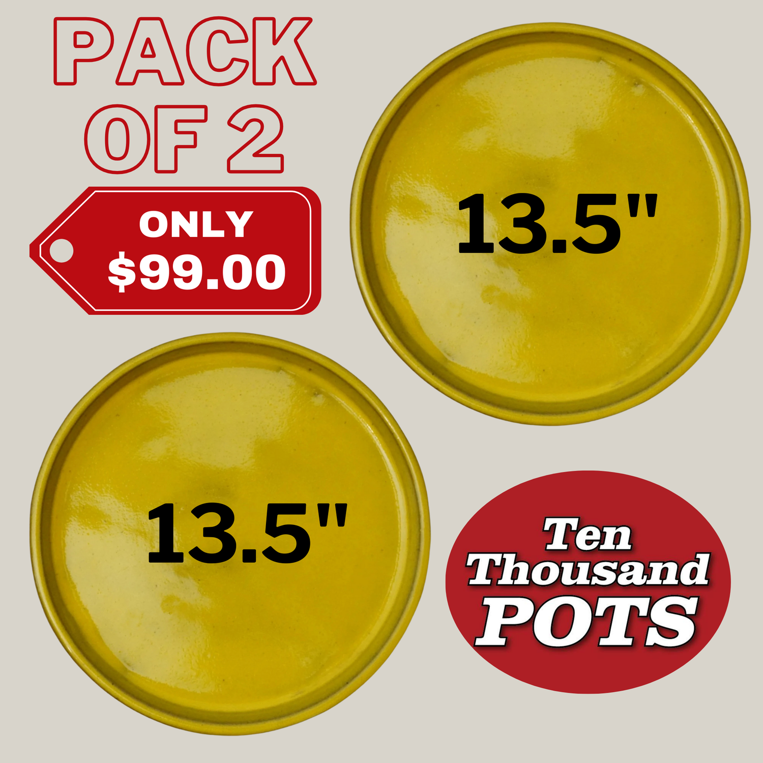 3125L38FS - Round | Atomic Yellow Ceramic Plant Saucer | High Fired Ecofriendly Clay - Sizes 8"-19.5"