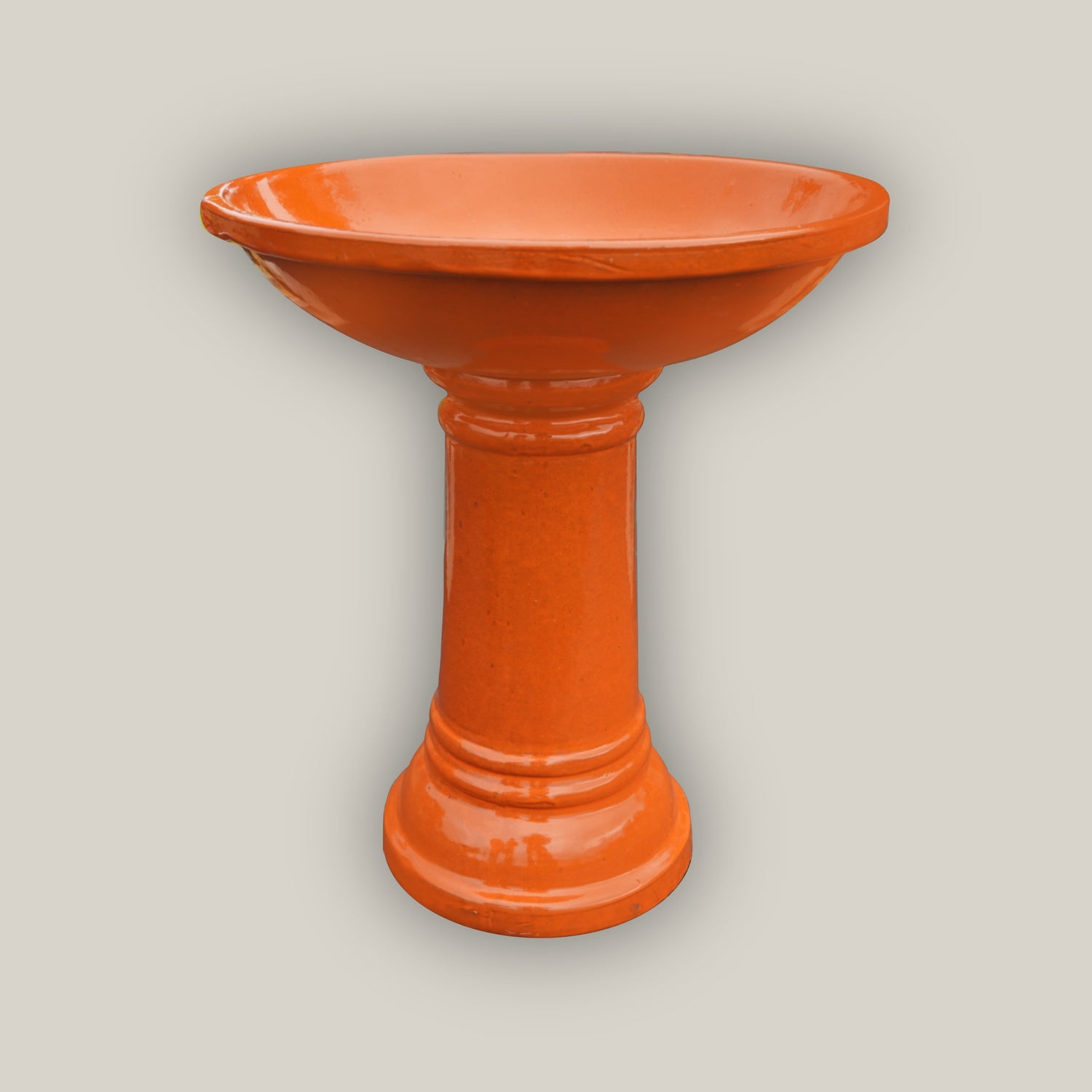 3103L36 - Atomic Orange Round Ceramic Bird Bath