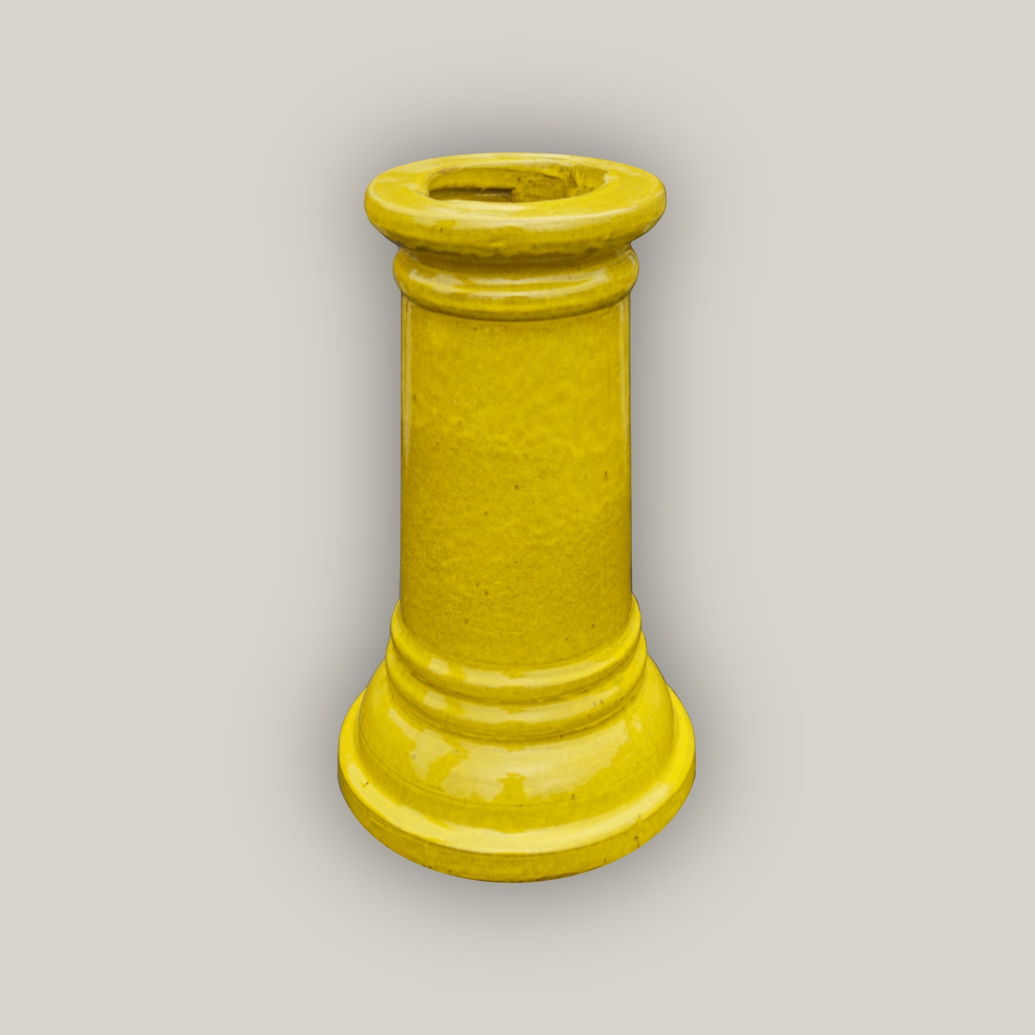 Body of Yellow ceramic bird bath with hand-glazed finish