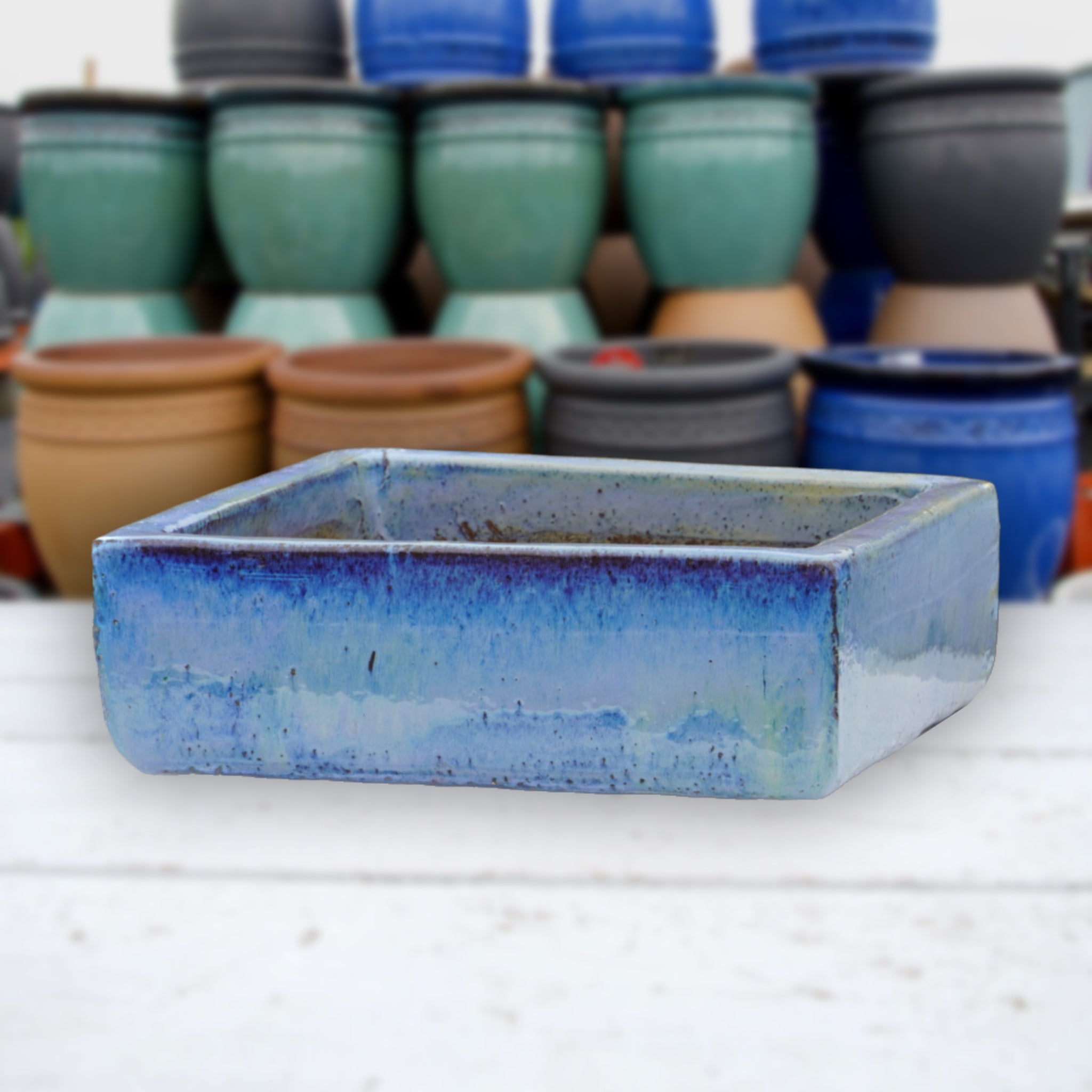 9788C45 - Ocean Blue Low Square Ceramic Planter