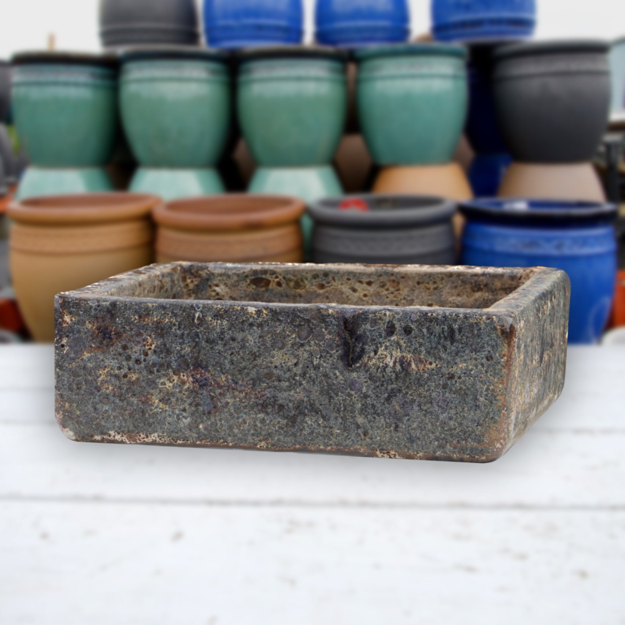 9788C42 - Seafoam Brown Low Square Ceramic Planter