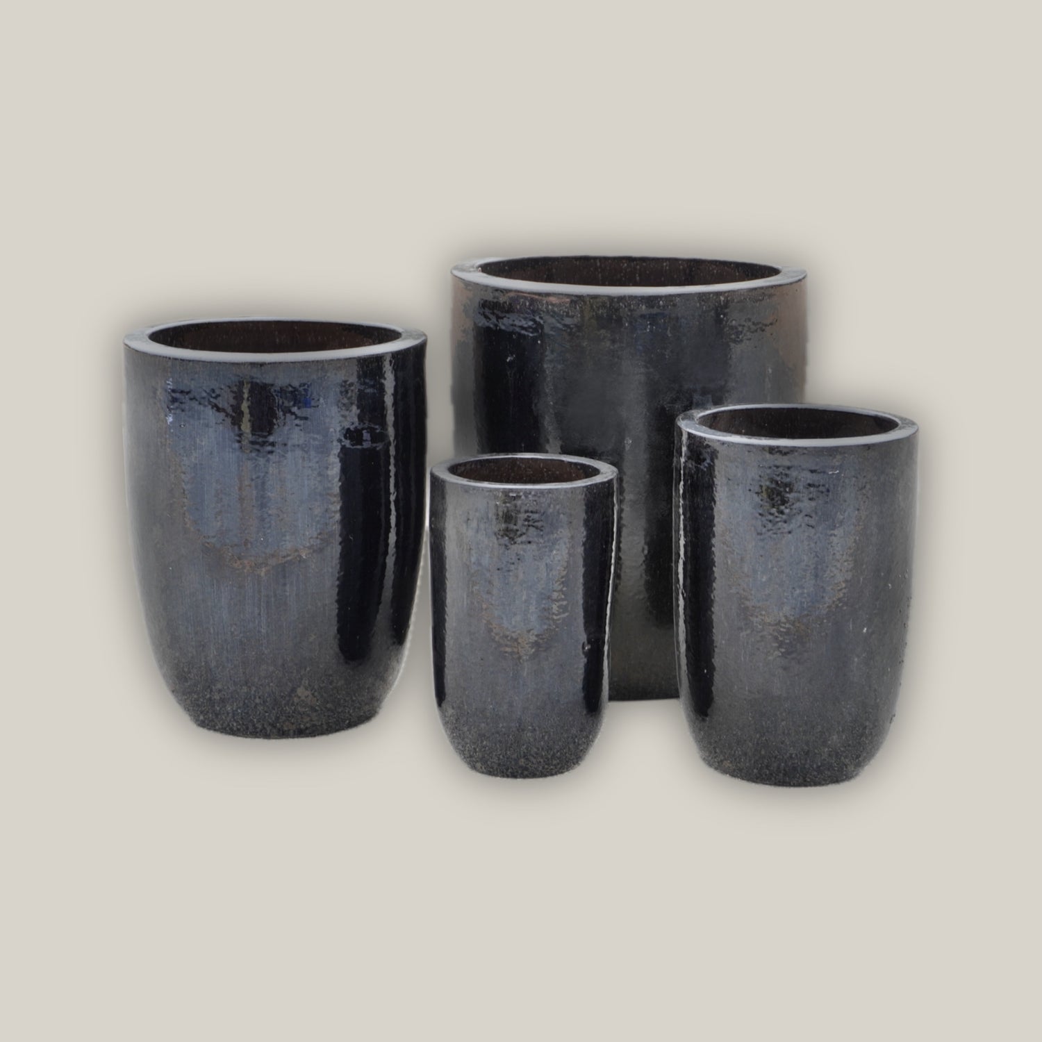 Black tall tapered U planter set of 4