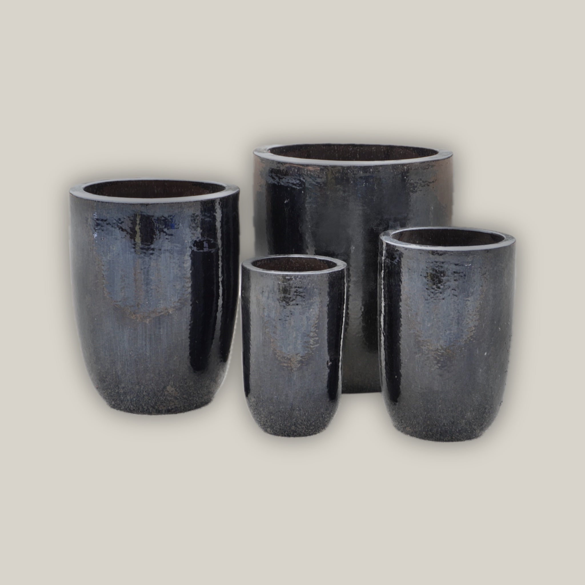 Black tall tapered U planter set of 4