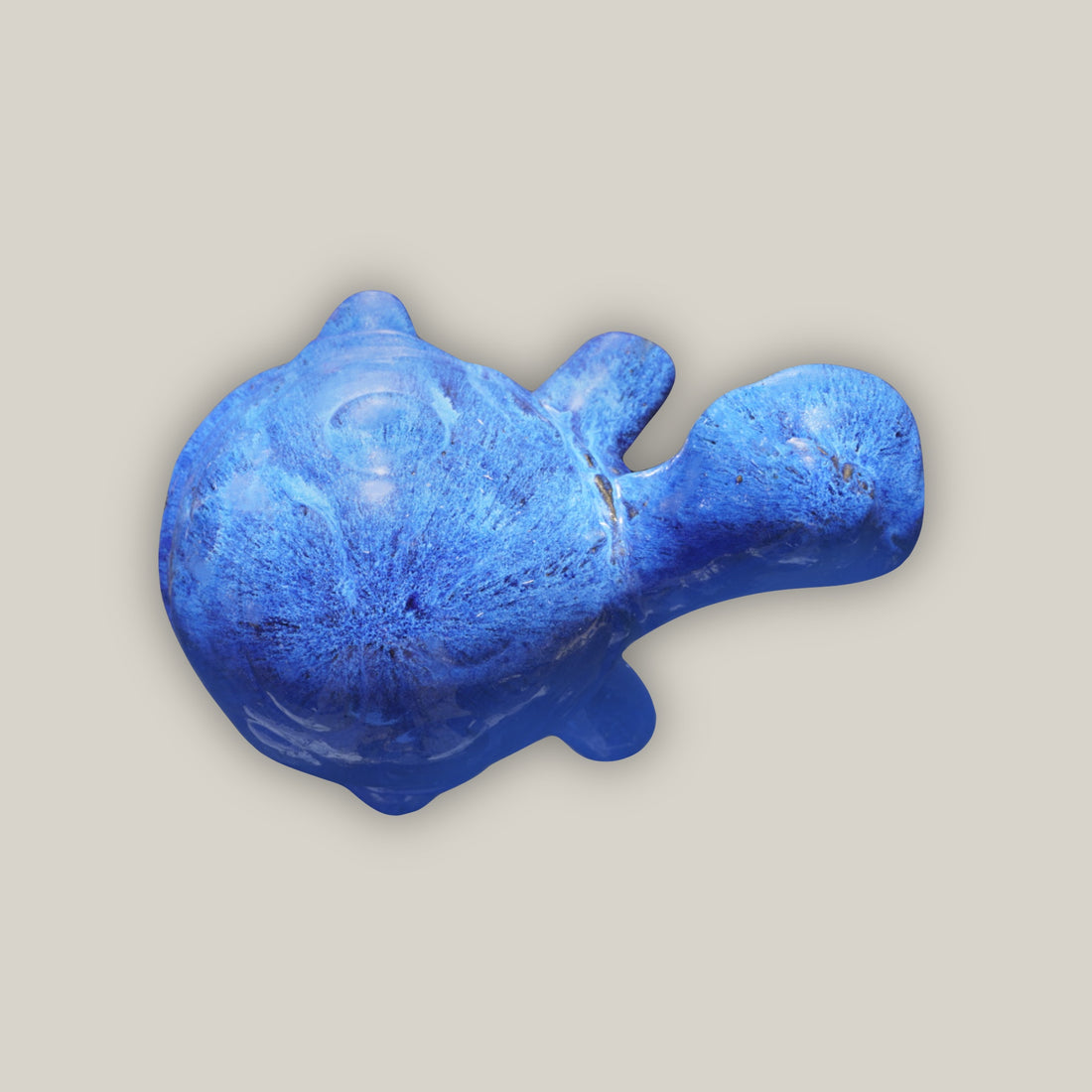 top view of Blue ceramic turtle garden ornament