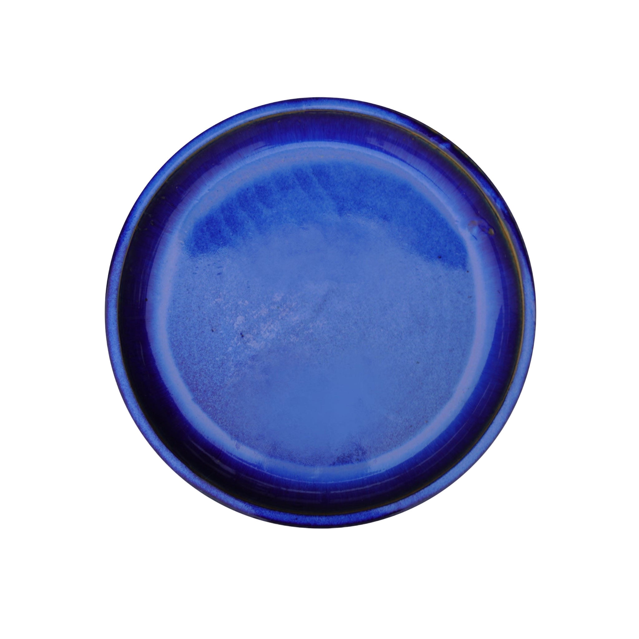 Round Blue Ceramic Plant Saucer